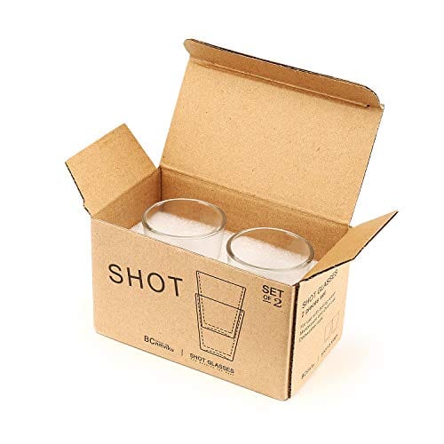 BCnmviku 1.5 oz Shot Glasses Set of 2 - Heavy Base Clear Glass Shot Glasses for Tequila, Whiskey & Cocktails - Perfect for Parties, Bars & Home Entertaining