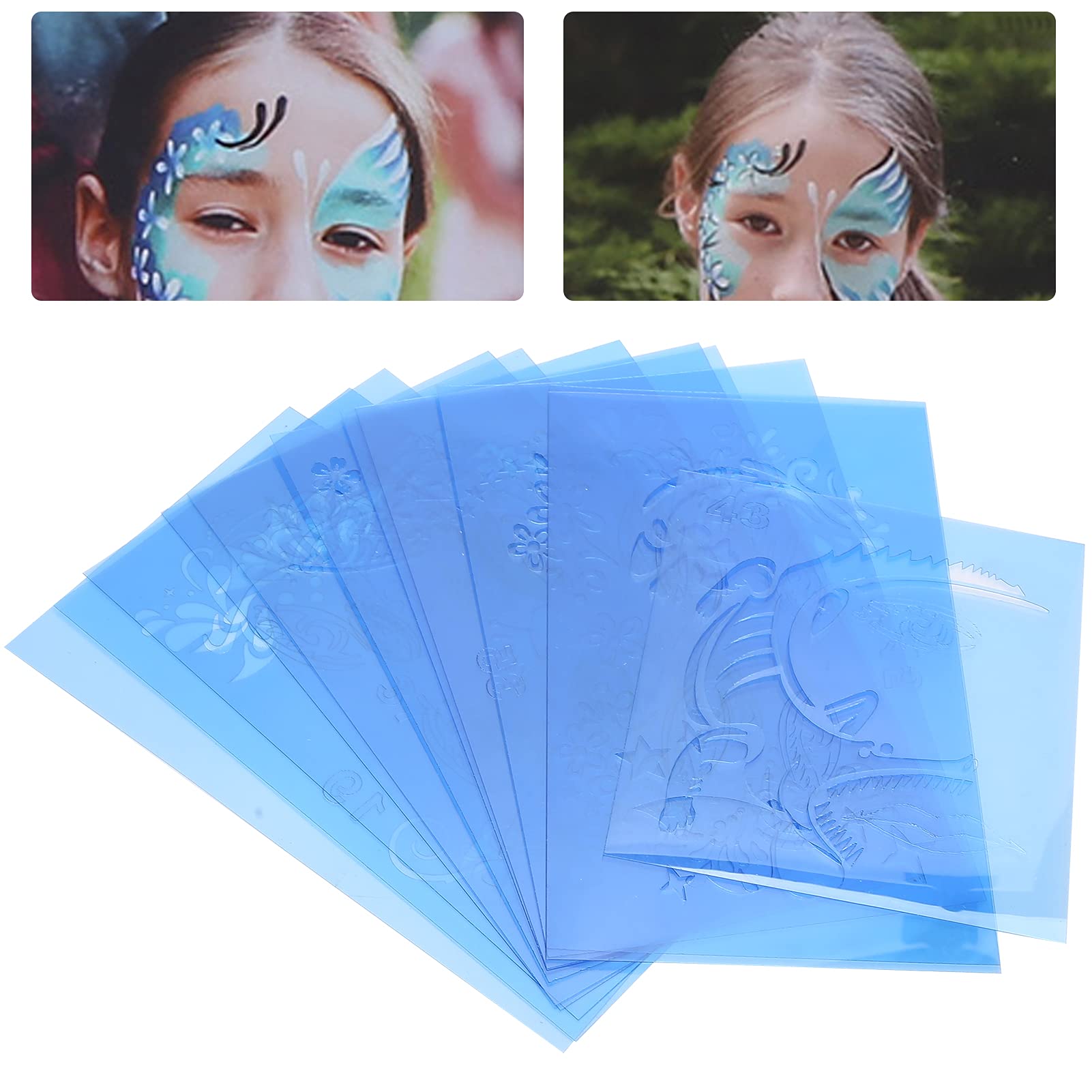 12Pcs Reusable Face Painting Stencils Kit - Halloween & Christmas Makeup Templates for Kids & Adults - DIY Body Art Designs for Parties, Festivals and Costume Events