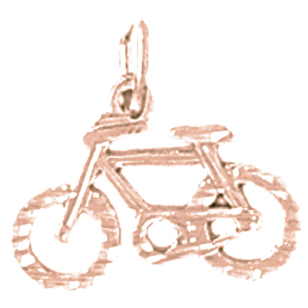 14K Rose Gold Bicycle Pendant Necklace - 14mm Handmade Cycling Jewelry Gift for Women & Men - Perfect for Cyclists, Bike Lovers & Sport Enthusiasts
