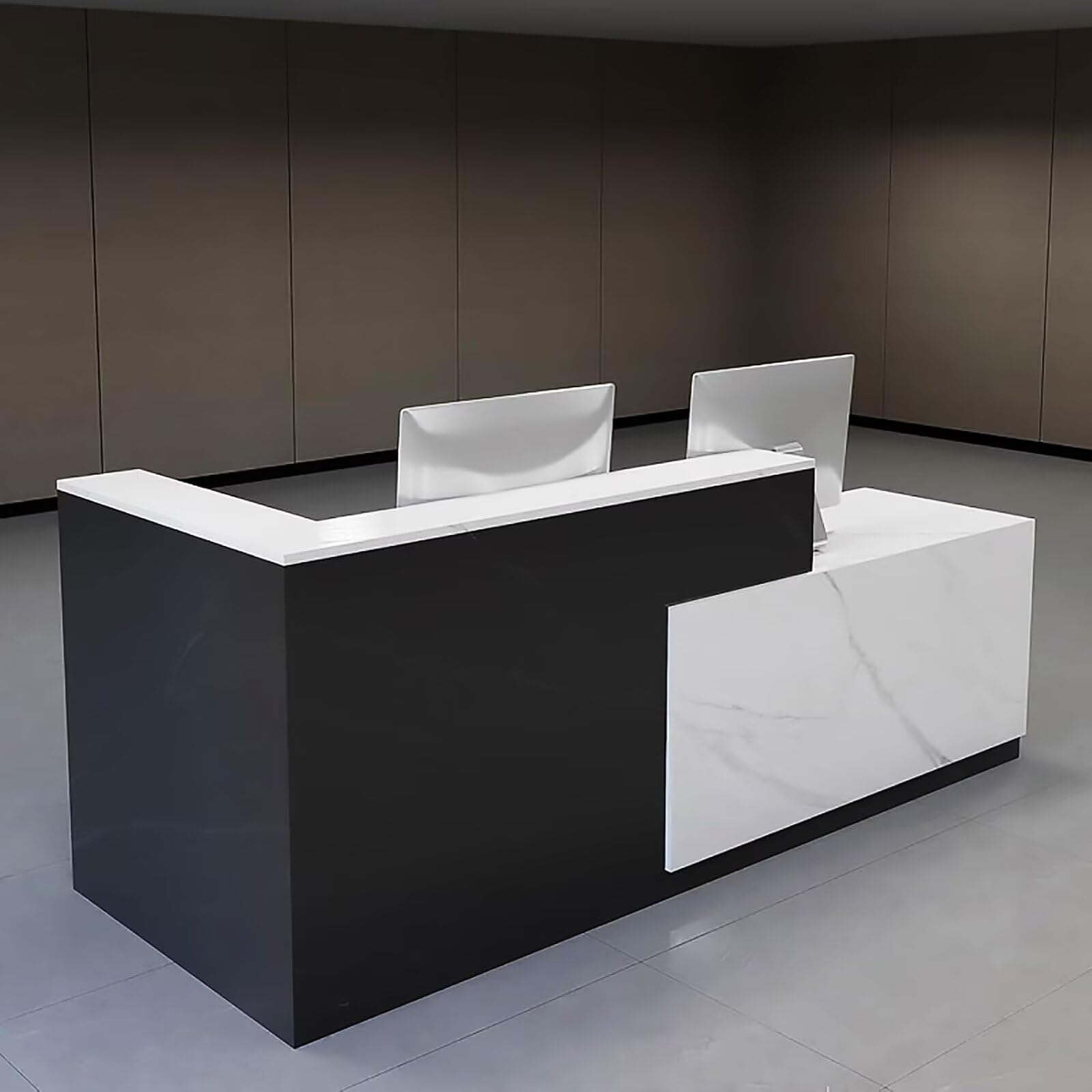L-Shaped Reception Desk with Lockable Drawers & Keyboard Tray - 63