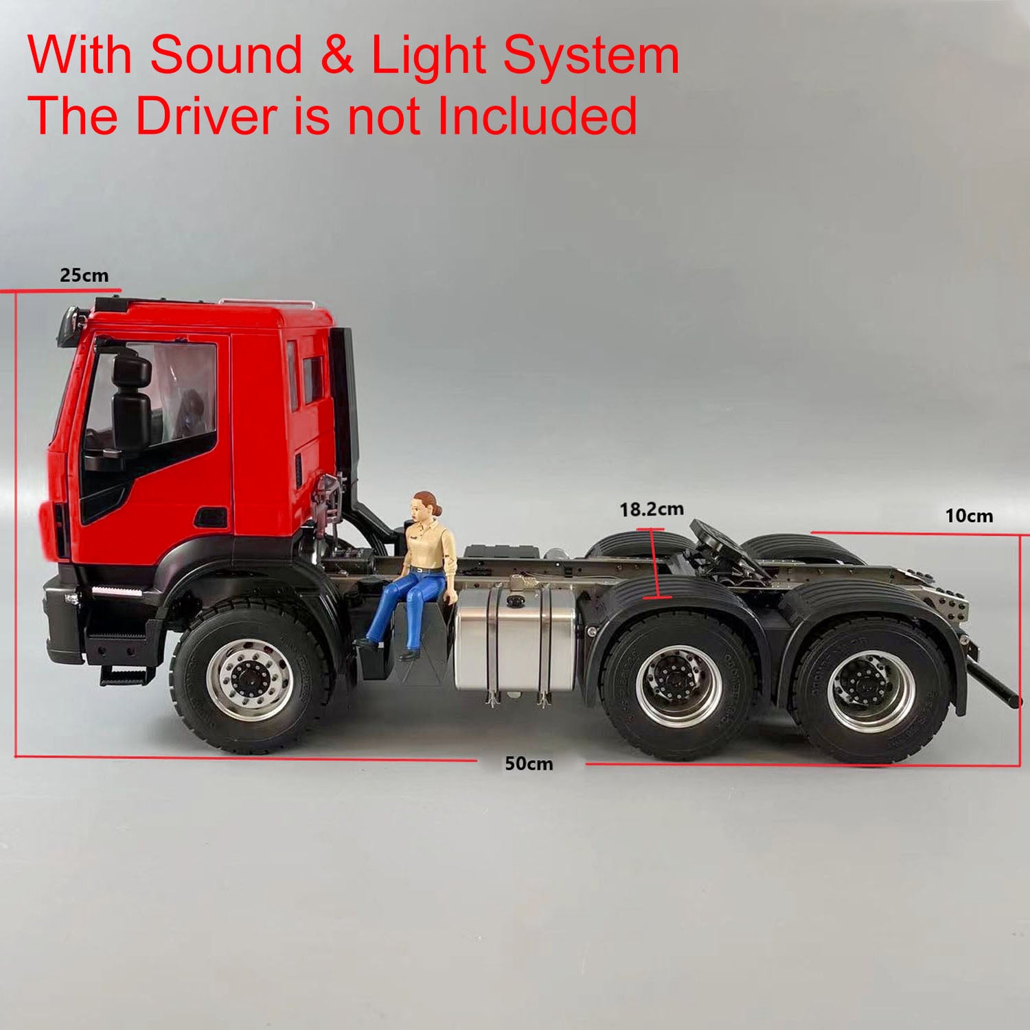 1/14 Scale 6x6 RC Tractor Truck with 2-Speed Transmission - Remote Control Car with Realistic Sounds & LED Lights - Perfect for Off-Road Adventure & Construction Play