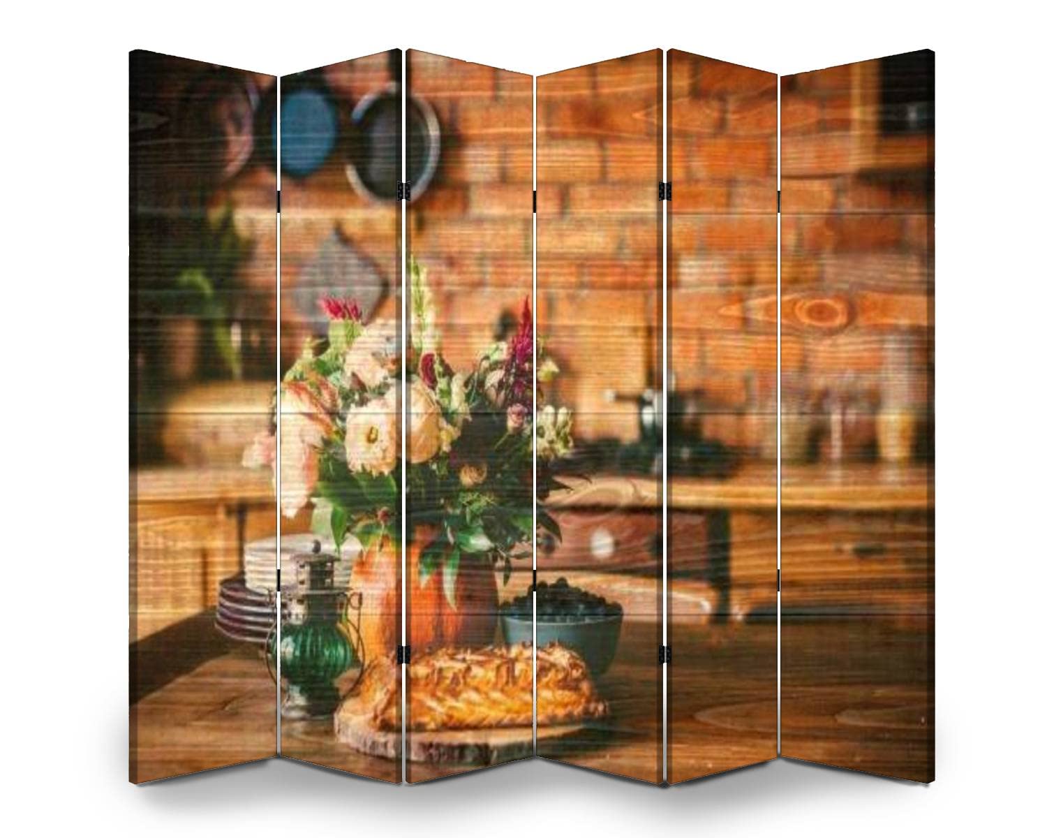 6-Panel Folding Room Divider Screen - Thanksgiving & Holiday Dinner Privacy Partition, Freestanding Canvas Room Separator for Indoor Use | Perfect for Dining Room Decor, Party Setup & Home Office Space Division