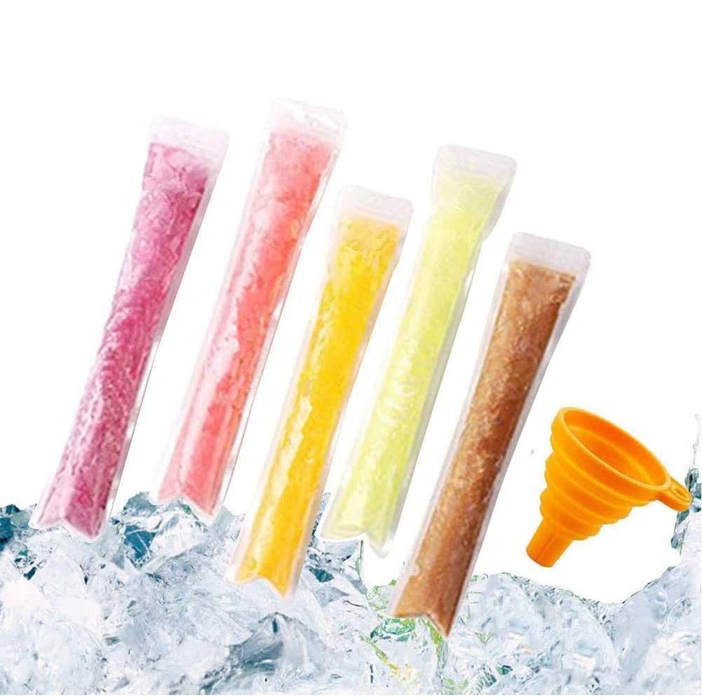 200 PCS BPA-Free Reusable Popsicle Molds Bags with Funnel - Perfect for Homemade Yogurt Pops, Ice Candy, Ice Cream & Party Favors - Food Grade Silicone Freezer Pouch for Kids & Adults (200 Count)