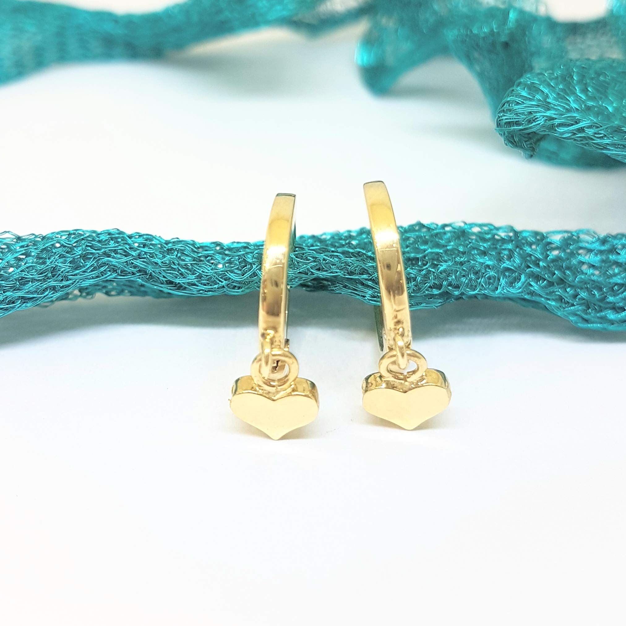 14K Solid Gold Dangle Drop Hoop Heart Earrings for Women - Elegant Valentine's Day, Birthday & Christmas Gift for Her, Mom or Girlfriend | Perfect for Date Nights, Weddings & Special Occasions
