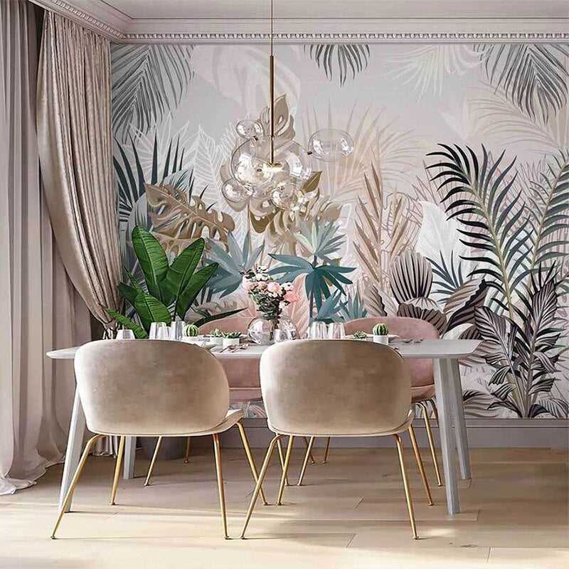 Tropical Plants Rainforest Leaves Wallpaper Mural - Nature-Inspired Home Decor for Living Room, Bedroom & Office