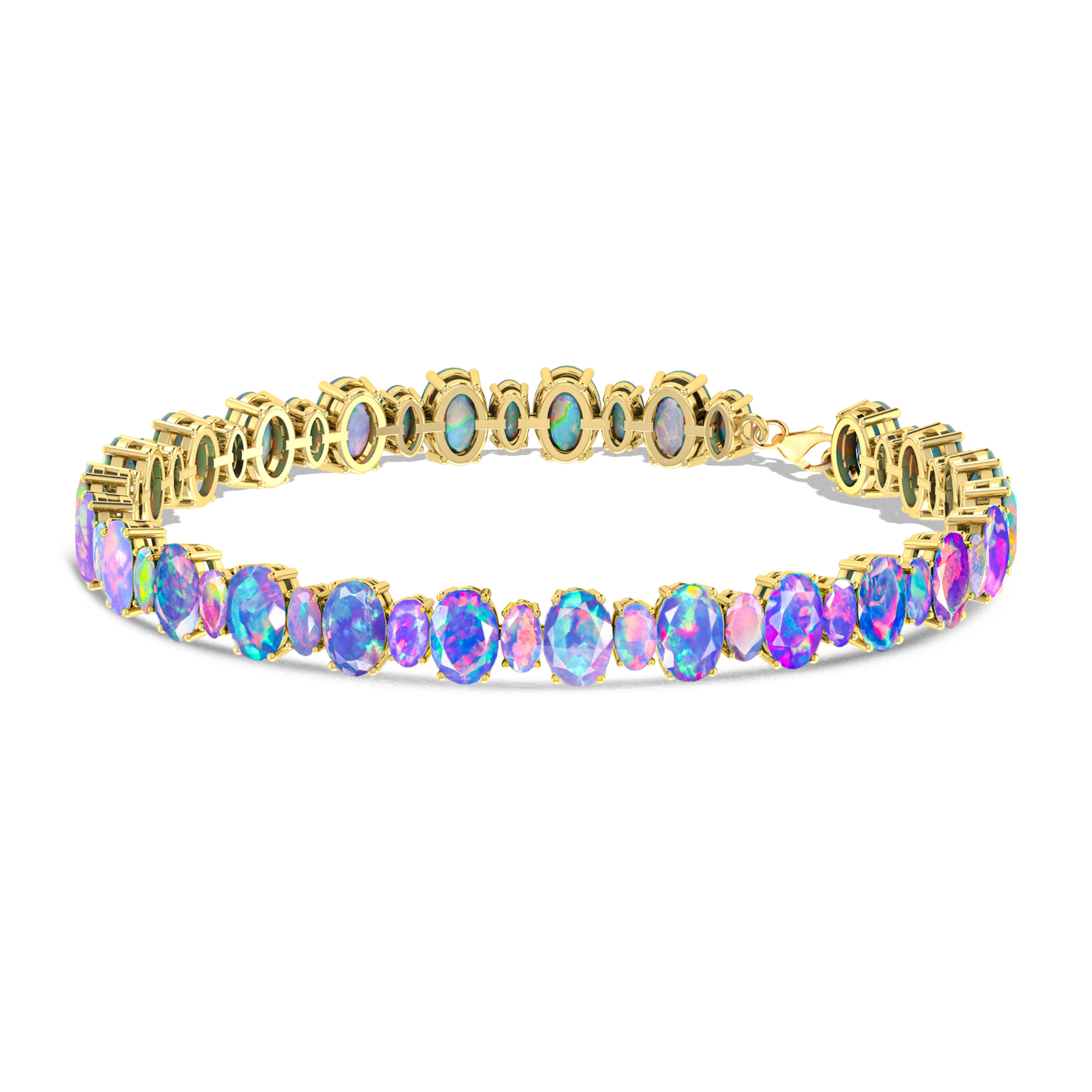 White Fire Opal Oval Gemstone Bracelet for Women - Elegant Handmade Jewelry Gift for Birthday, Anniversary & Special Occasions
