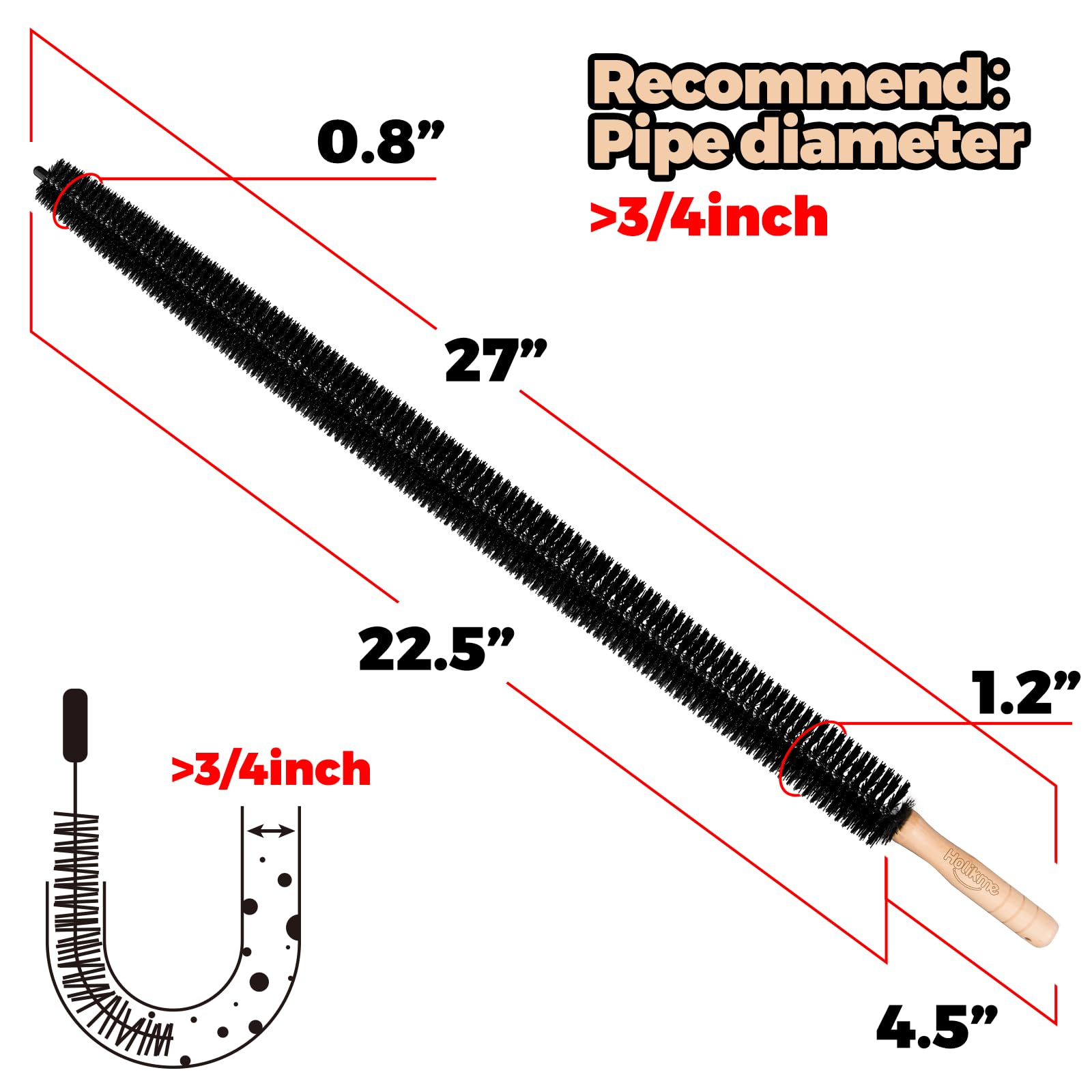 Holikme 2 Pack Dryer Vent Cleaner Kit - 27 Inch Flexible Lint Brush & Refrigerator Coil Cleaner for Efficient Home Appliance Maintenance | Perfect for Dryer Ducts, AC Units & Radiator Cleaning