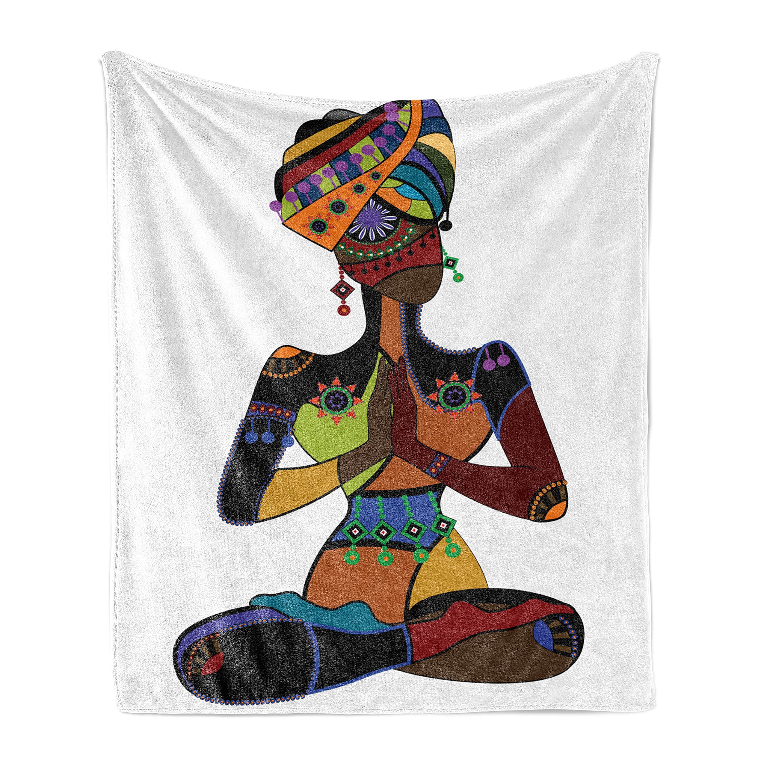 Ambesonne Yoga Throw Blanket - Soft Flannel Fleece Blanket for Women, 60