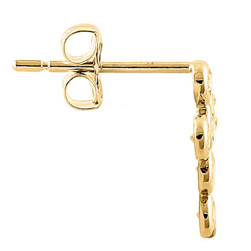 14K Solid Yellow Gold Round Cross Stud Earrings with Clear Cubic Zirconia - Perfect for Everyday Wear, Gifts & Special Occasions