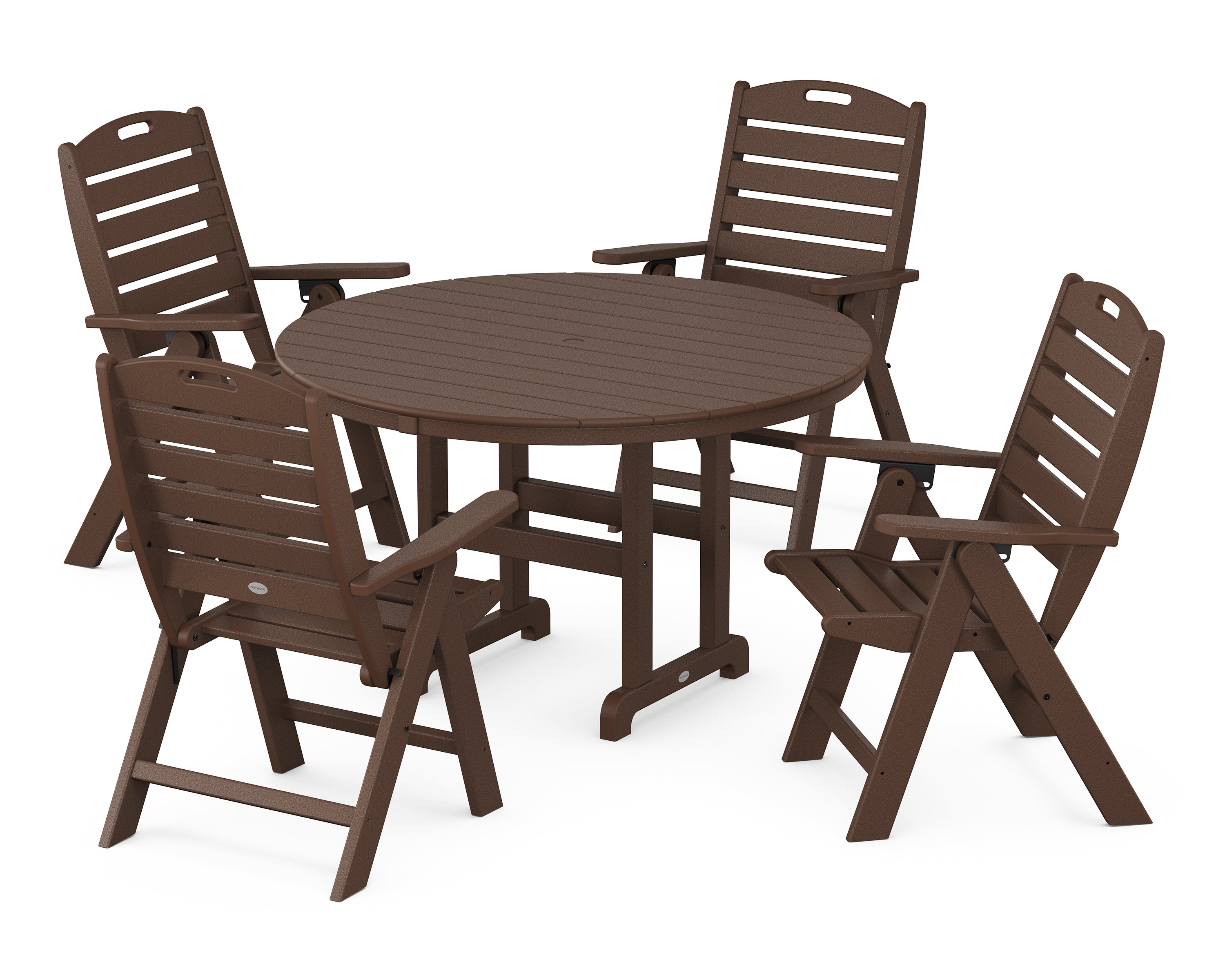 POLYWOOD Nautical 5-Piece Round Farmhouse Dining Set - Outdoor Patio Furniture for Backyard, Poolside & Beach House Dining
