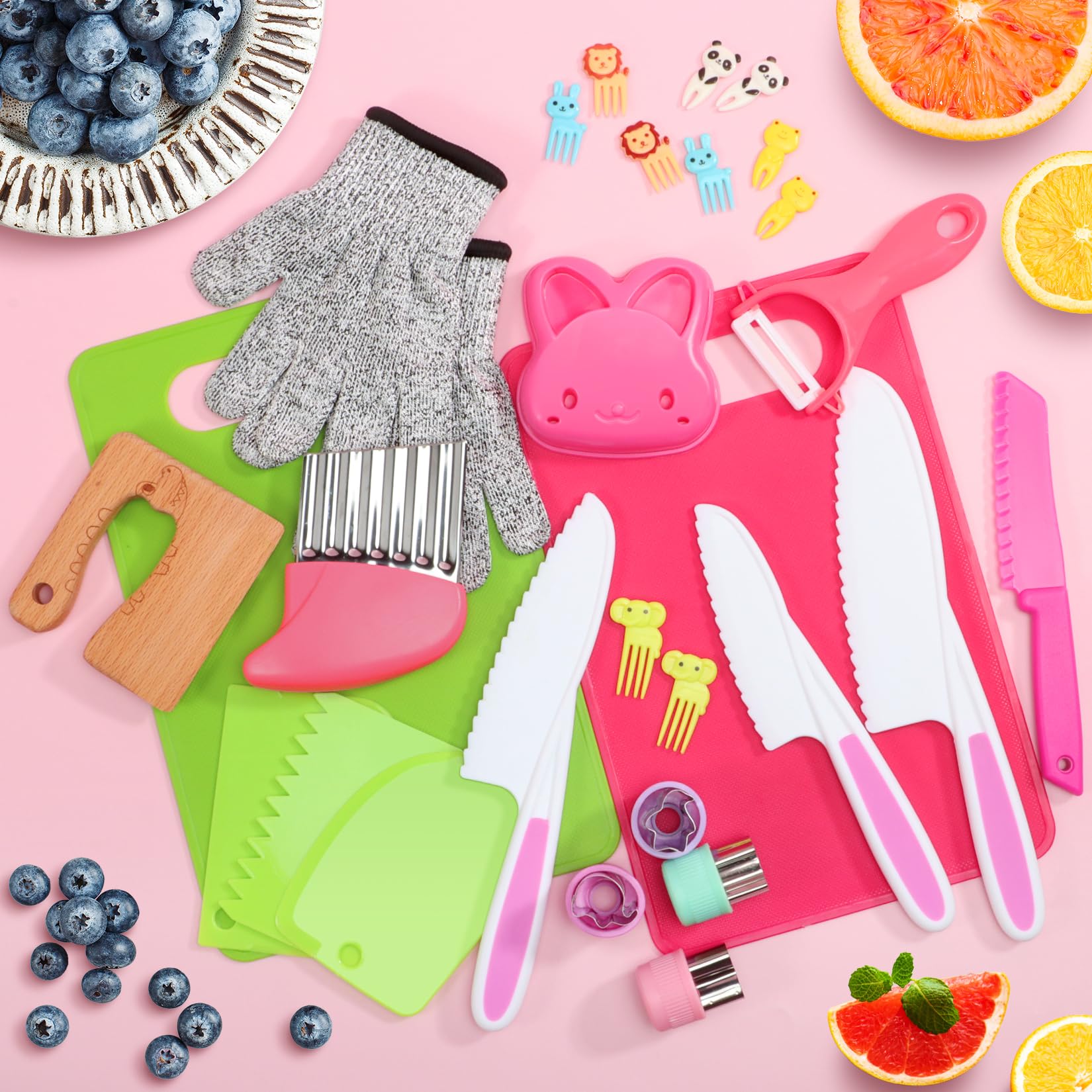 **Montessori Kids Knife Set for Real Cooking - 28PCS Toddler Kitchen Tools with Gloves & Crinkle Cutters - Safe Cooking Toys for Boys & Girls Ages 3-10 - Perfect Birthday Gift for Little Chefs - Ideal for Baking, Salad Prep & Montessori Learning Activities**