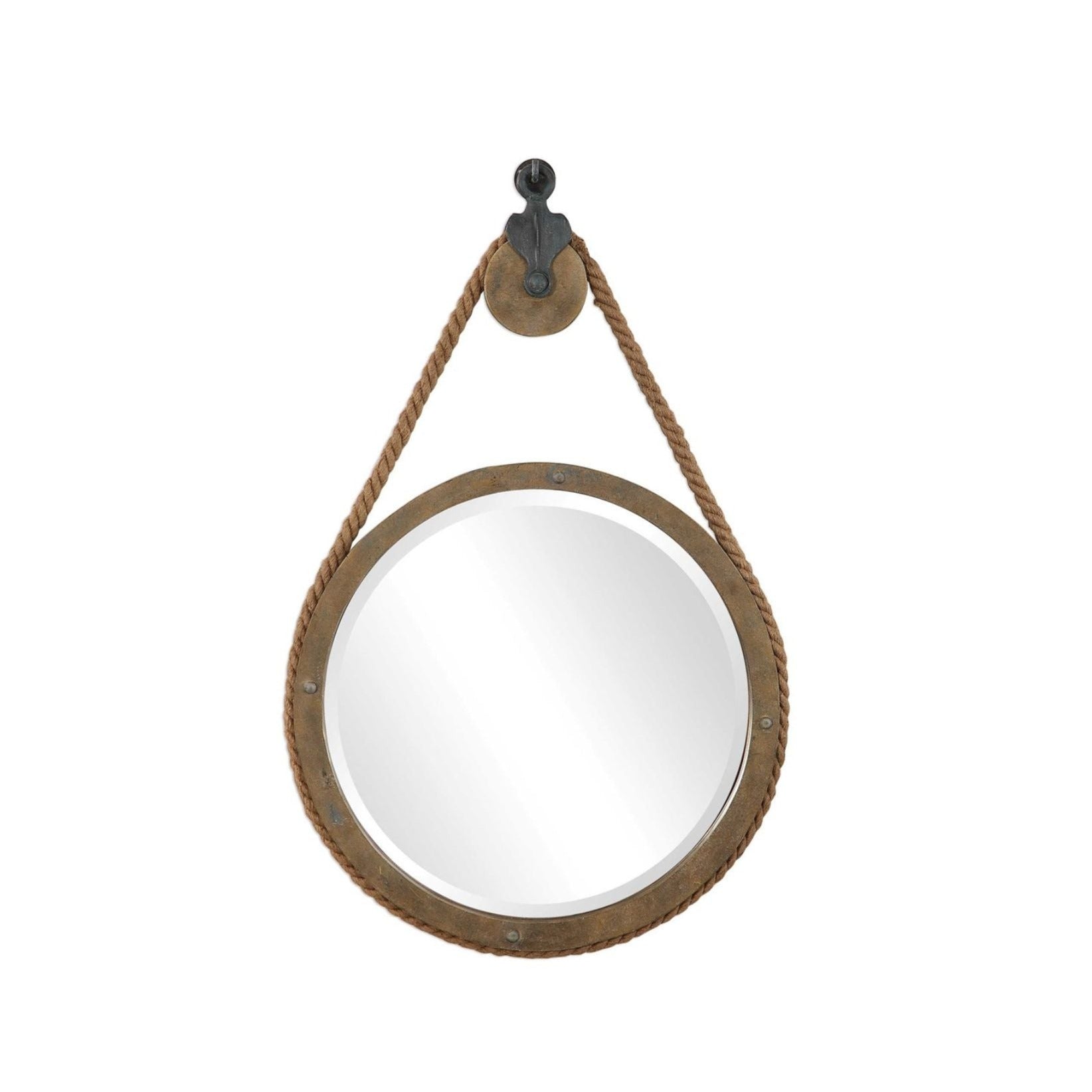 Nautical Rope Mirror - Round Coastal Decor Wall Mirror with Natural Jute Rope Frame, Perfect for Beach House, Bathroom, and Coastal Living Room Decor