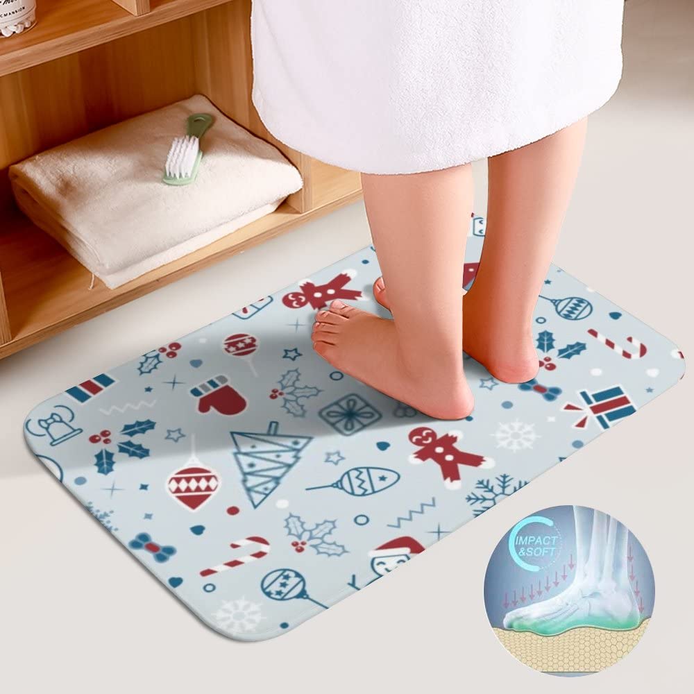 Hapuxt 3-Piece Bath Rug Set - Non-Slip Absorbent Bathroom Mats with Toilet Lid Cover & U-Shaped Contour Rug - Christmas & New Year Decor - Machine Washable - Perfect for Bathroom Safety and Holiday Decorations