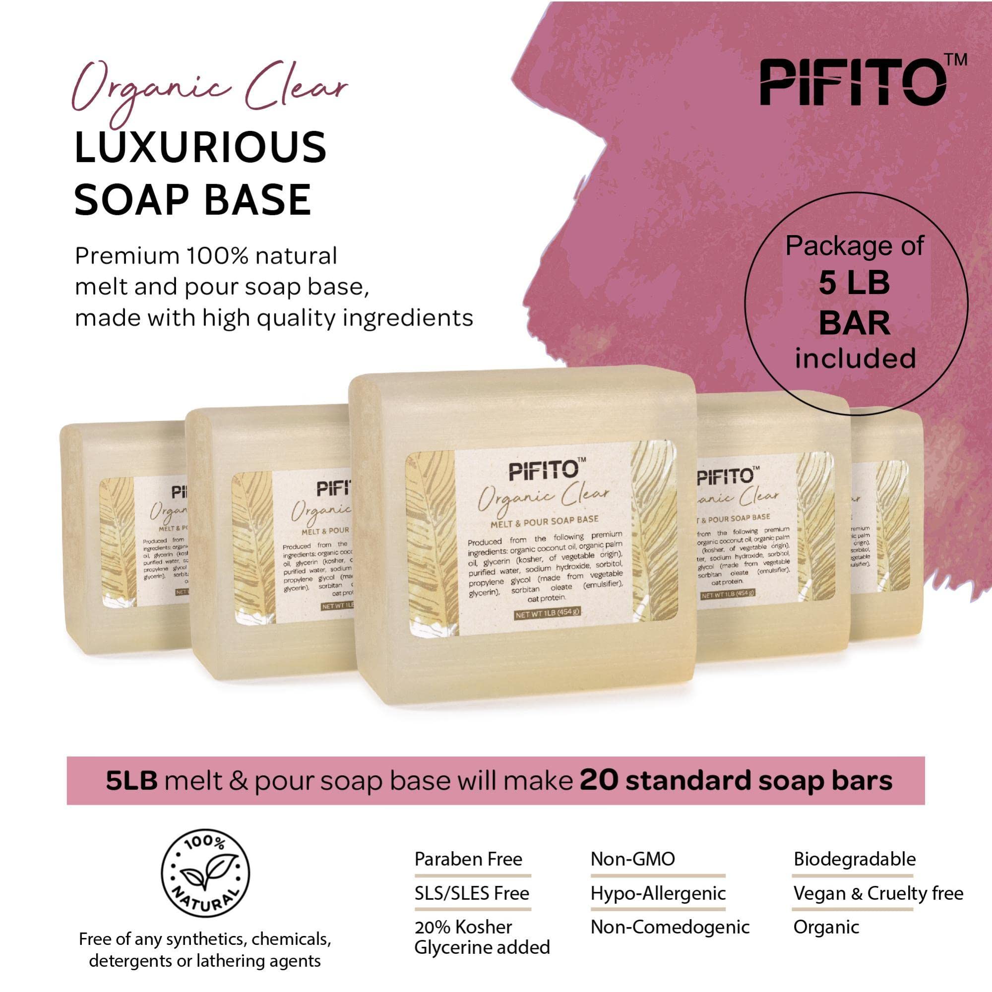 Organic Clear Melt and Pour Soap Base (5 lb) - 100% Natural Glycerin Soap Base for DIY Soap Making | Bulk Premium Soap Making Supplies | Perfect for Handmade Soaps, Gifts & Spa Treatments