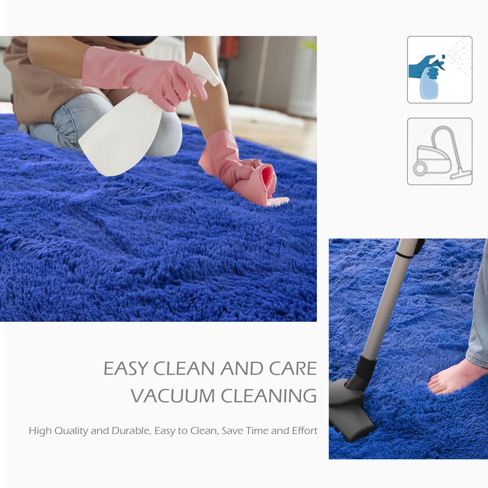 Navy Blue Fluffy Shag Area Rug 6x9 Feet - Ultra Soft Plush Carpet for Living Room, Bedroom, Nursery & Dorm Decor - Cozy Furry Rug for Kids Playroom, Teen Room & Home Decor