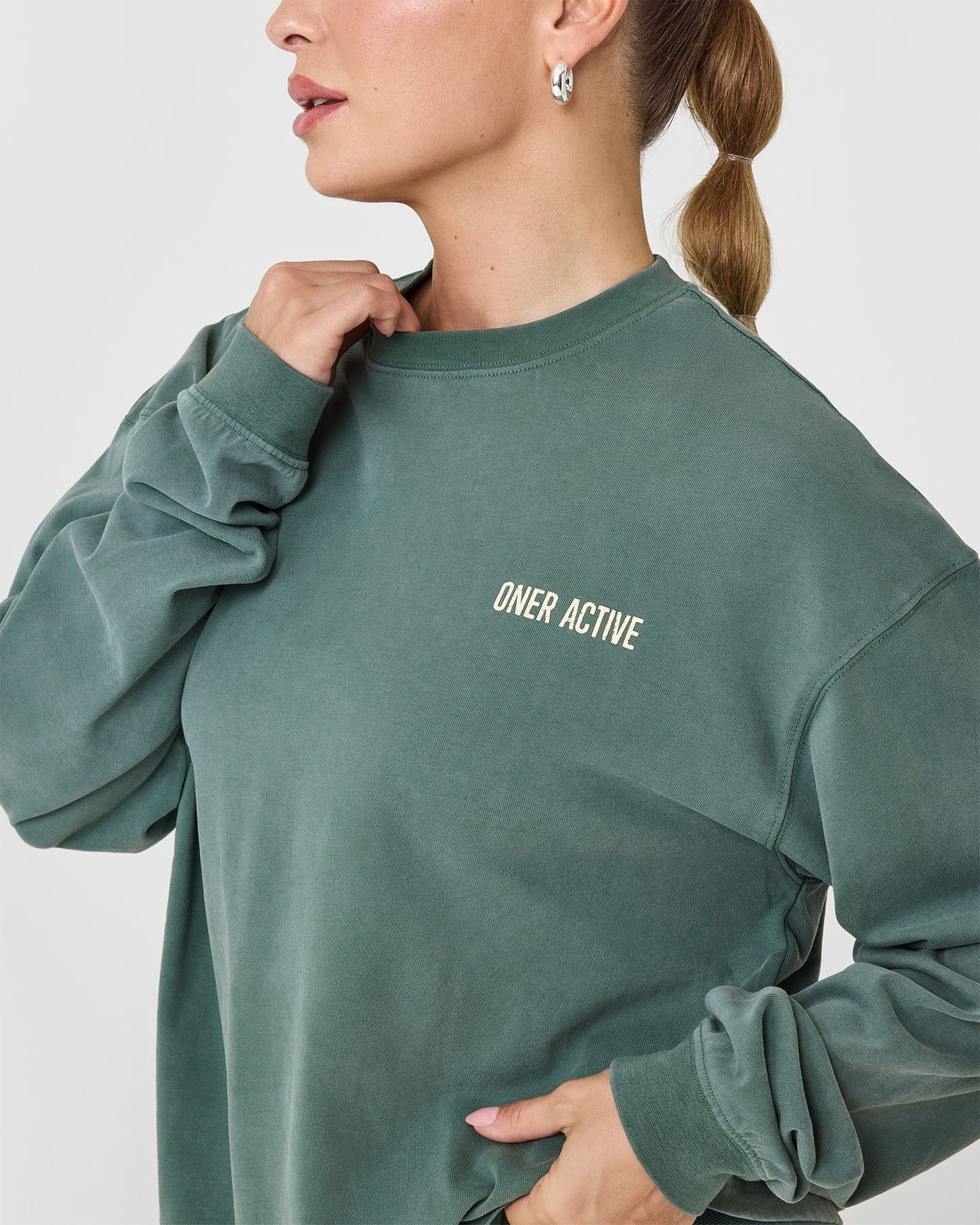 Oversized Graphic Washed Long Sleeve T-Shirt for Women | Iced Green Color | Casual Streetwear, Loungewear & Everyday Outfit