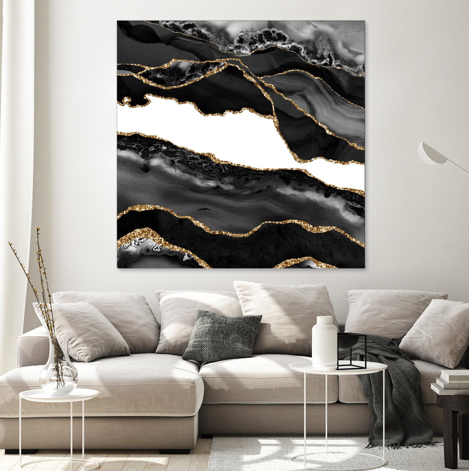 Black & Gold Agate Texture 06 - Elegant Natural Stone Pattern for Home Decor, Jewelry Making & DIY Crafts | Perfect for Wall Art, Phone Cases & Scrapbooking