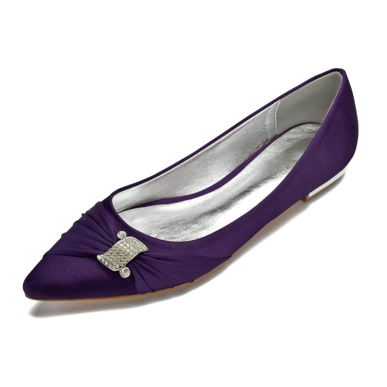 CCBubble Women's Satin Wedding Flats - Pointed Toe Slip-On Formal Shoes for Prom, Evening Party & Bridal Events - Comfortable Dress Flats for Wedding Guest, Bridesmaid & Special Occasions
