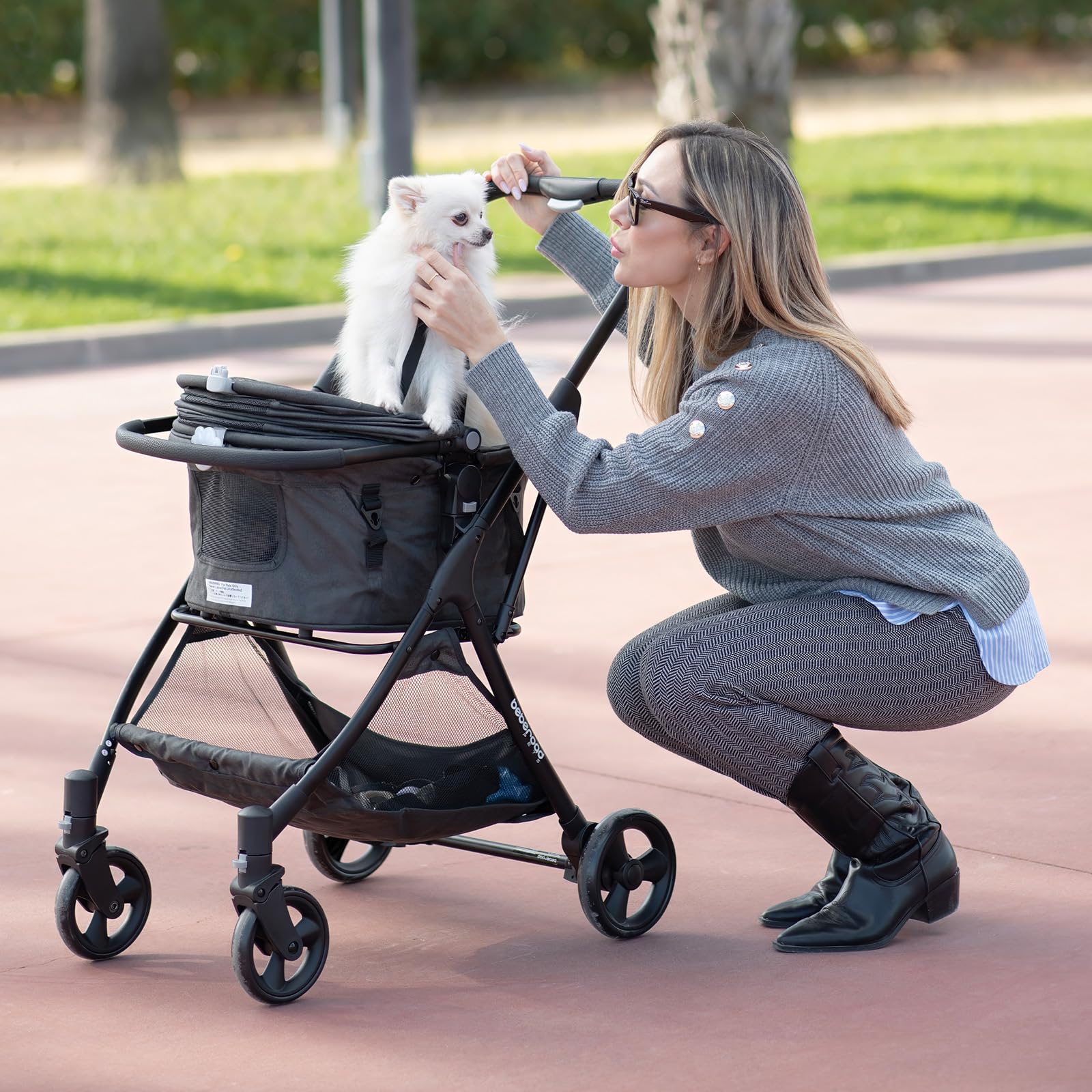 R5 Medium Pet Stroller for Small Dogs & Cats - 180° Canopy, 3-in-1 Convertible Design with Removable Carrier - Lightweight & Foldable for Walking, Jogging & Travel (Black) - Perfect for Park Visits, Shopping & Outdoor Adventures