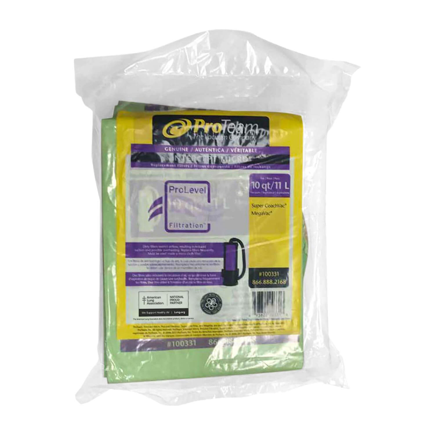 ProTeam 10 QT #100331 Intercept Micro Filter Vacuum Bags - 10 Pack | HEPA Filtration for Allergies & Pet Hair | Ideal for Upright Vacuums in Homes with Pets