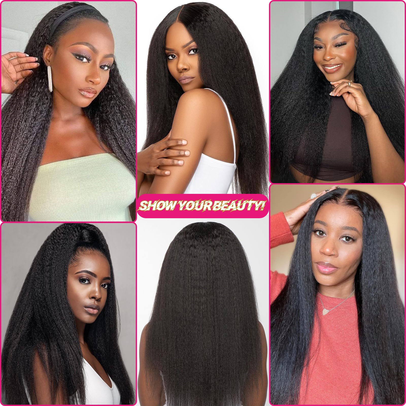 Kinky Straight Clip-In Hair Extensions 20 Inch - 8Pcs 120g Real Human Brazilian Remy Hair - Natural Black Double Weft for Women | Perfect for Volume, Length & Styling for Parties, Weddings & Daily Wear