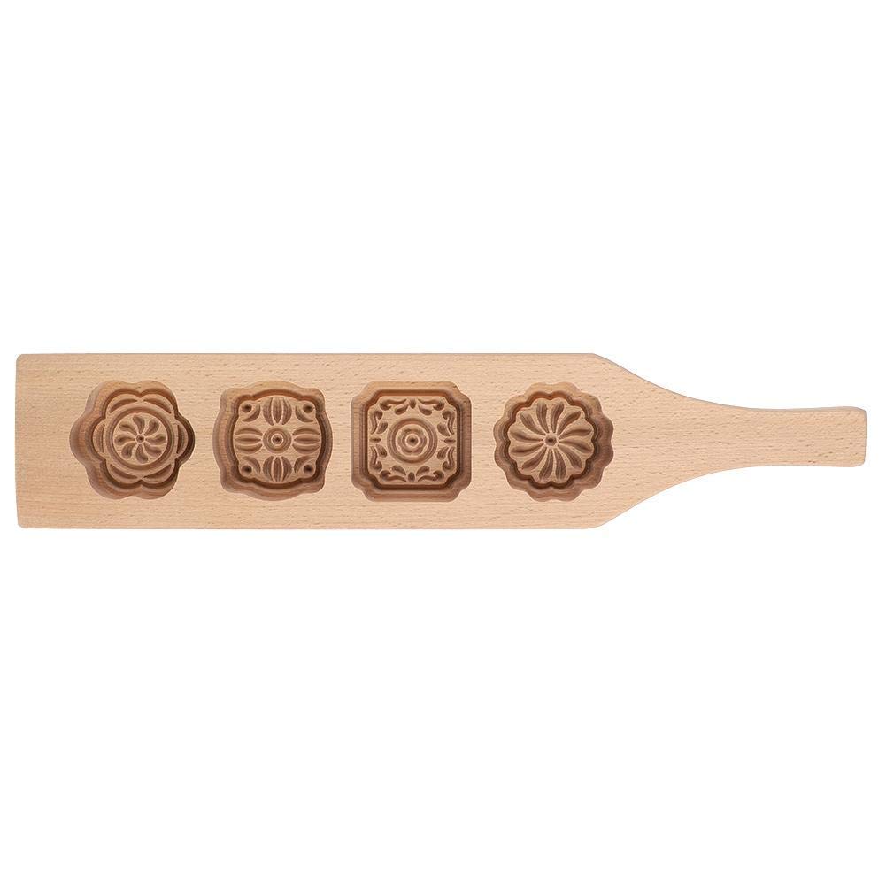 Wooden Mooncake Mold - Traditional Handmade Moon Cake Mould for Baking, Mung Bean Cake & Ice Skin Pastry (Size 1#) - Perfect for Mid-Autumn Festival, Asian Desserts & Home Baking