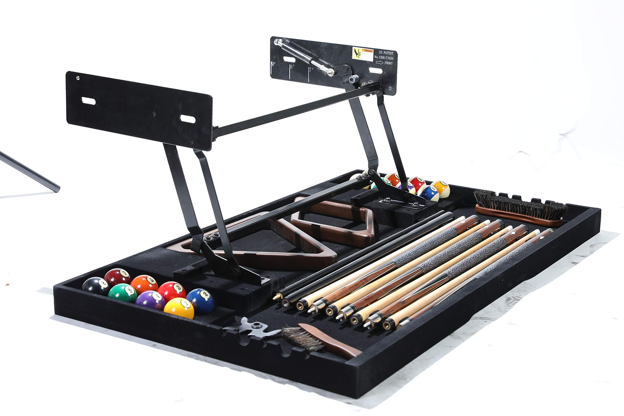 Hidden Cue Rack for Pool Tables - Fits 7', 8', 9' Billiard Tables | Under Table Storage Solution for Home Game Rooms & Bars