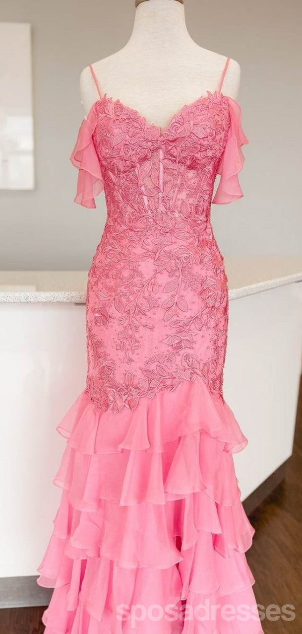 Elegant Hot Pink Mermaid Cold Shoulder Long Prom Dress for Women - Perfect for Evening Parties, Homecoming, and Special Occasions