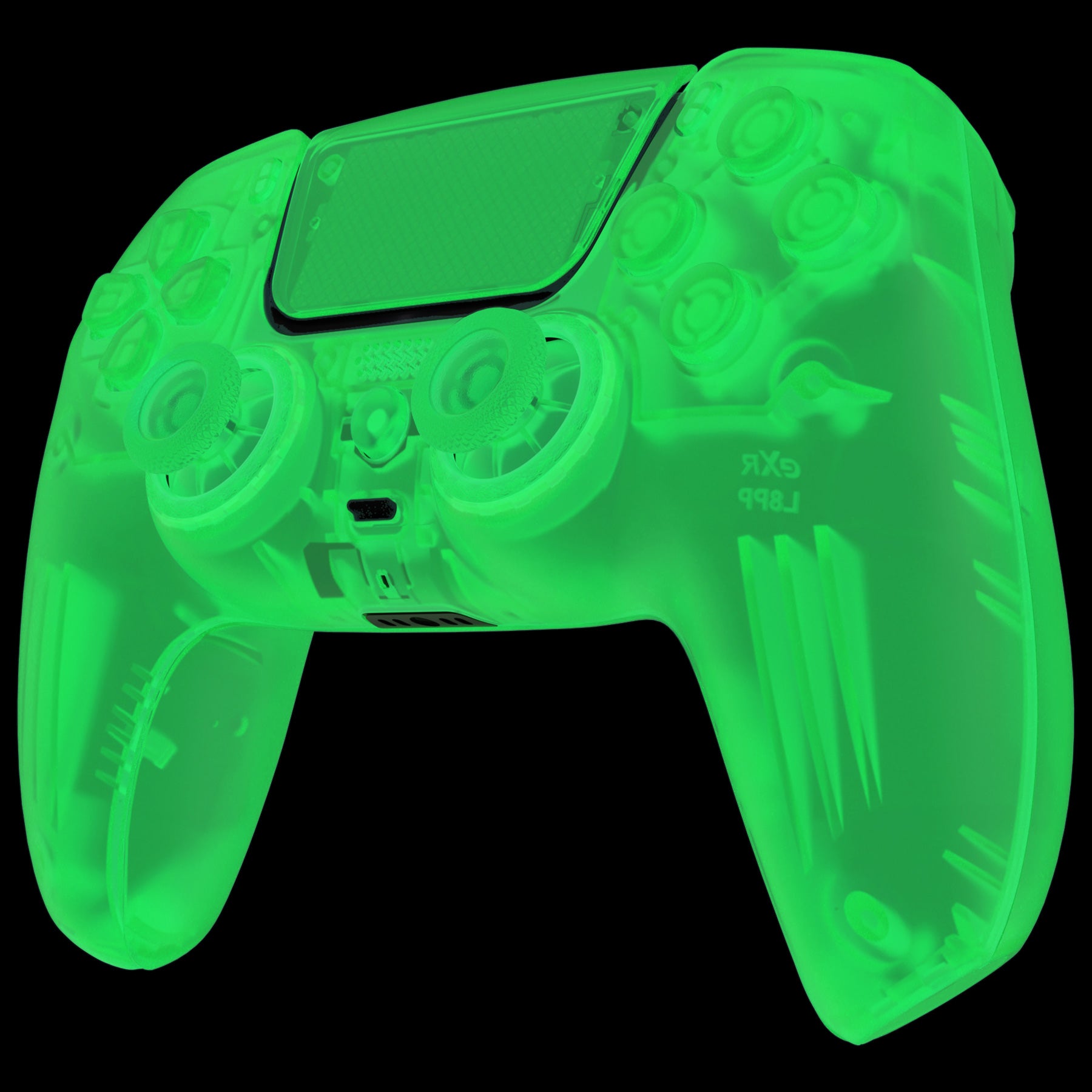 eXtremeRate Luna Redesigned Full Set Shell & Buttons for PS5 Controller (BDM-030/040/050) - Glow in The Dark Green Gaming Accessories - Perfect for Night Gaming & Custom Controller Mods