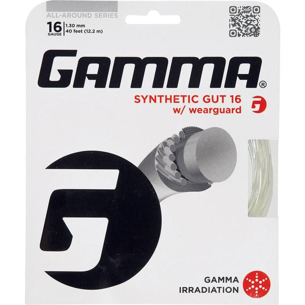 Gamma Synthetic 16/1.30 Tennis String with Wearguard Technology | White | Durable Performance for Competitive Play & Recreational Tennis