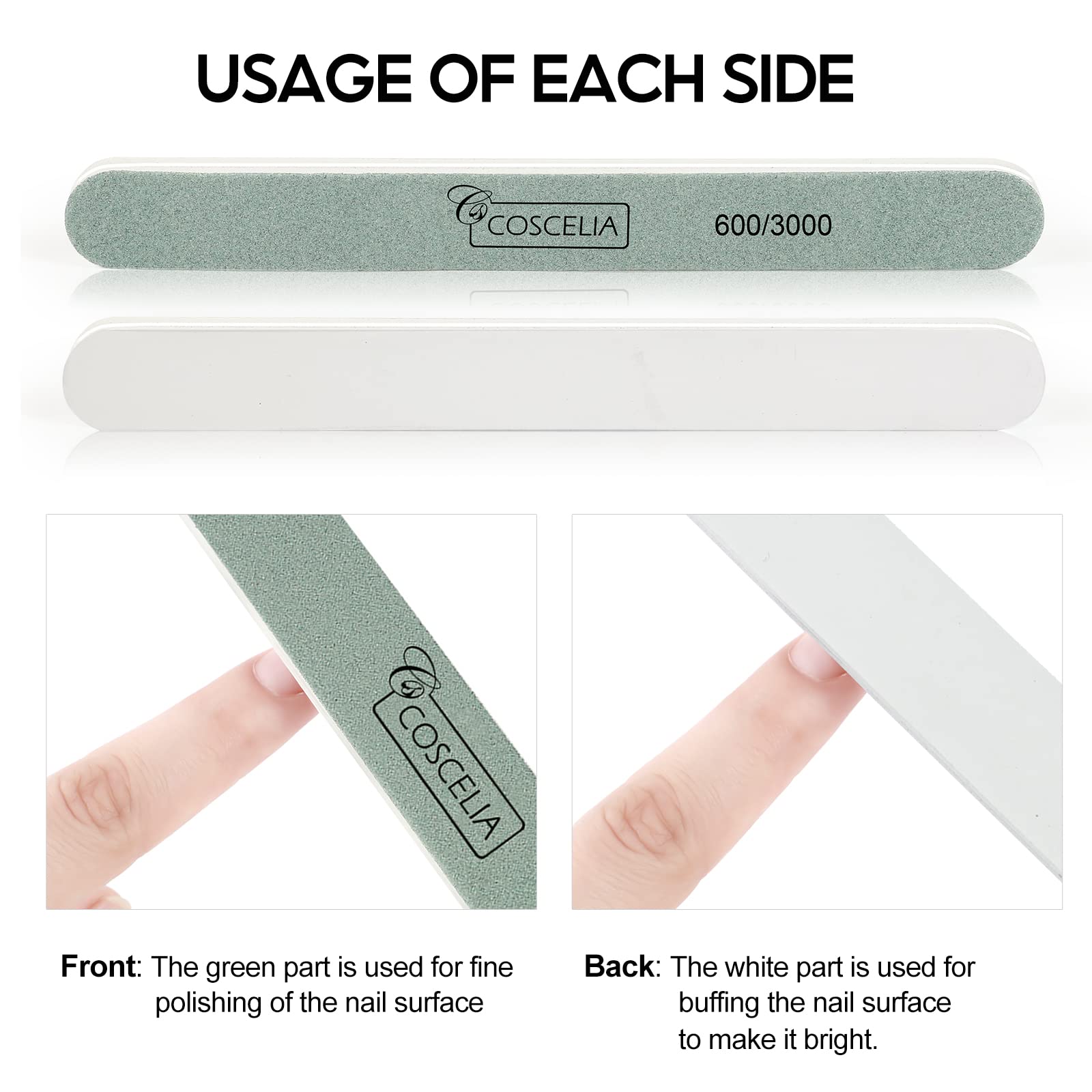 COSCELIA 5-Piece Nail Buffer Set with Buffing Cream - Professional Manicure Kit for Smooth, Shiny Nails | Perfect for Home Nail Care & Salon Use