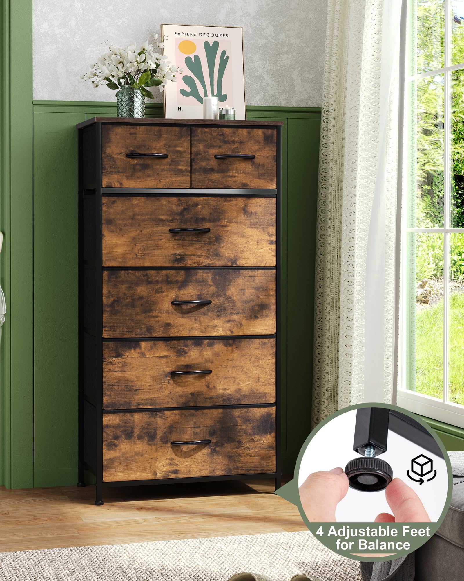 Crestlive Vertical Dresser Storage Tower - 6 Drawer Organizer for Bedroom & Closet