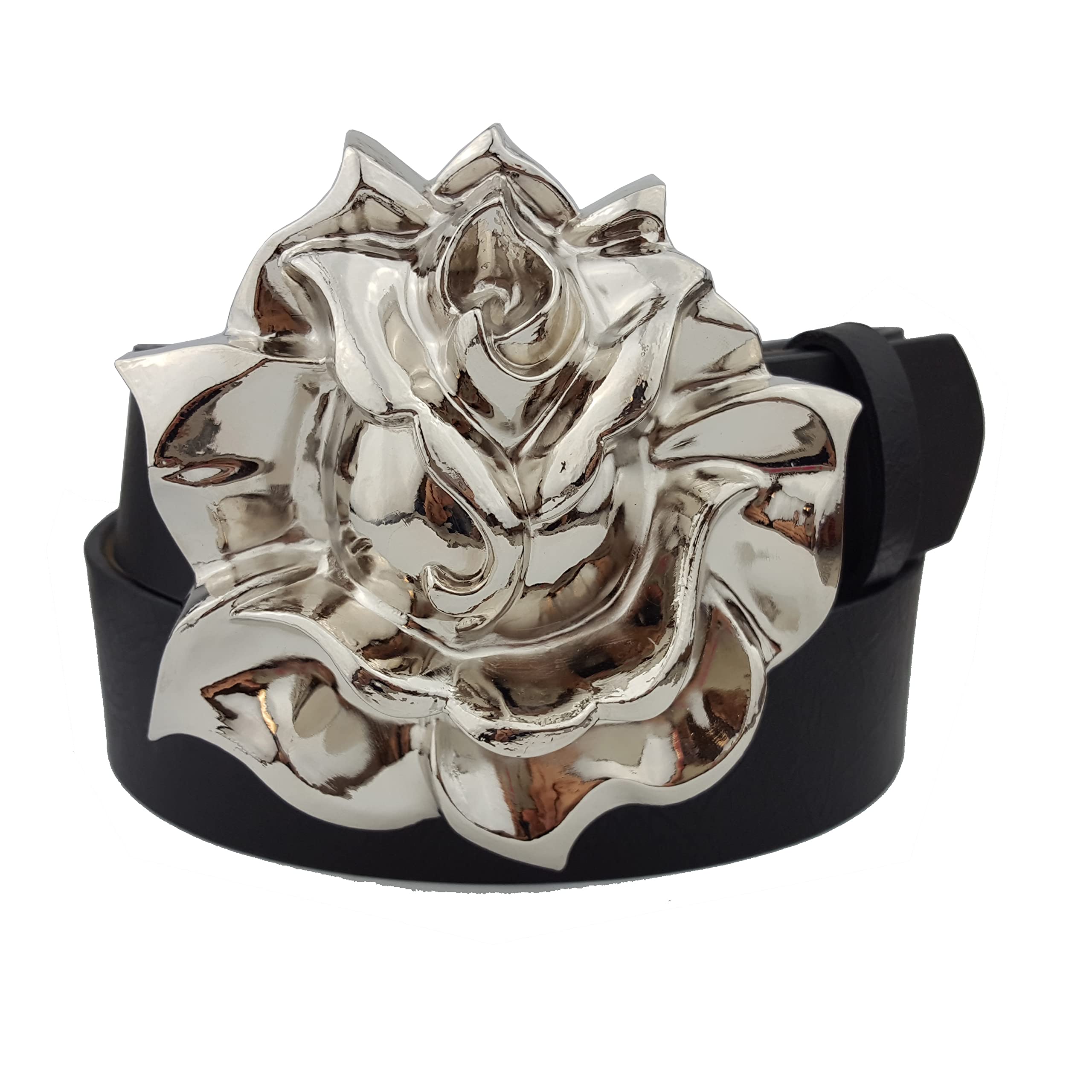 Stylish Big Rose Buckle Belt for Women - Fashion Waist Cincher Accessory for Dresses, Jeans & Office Wear