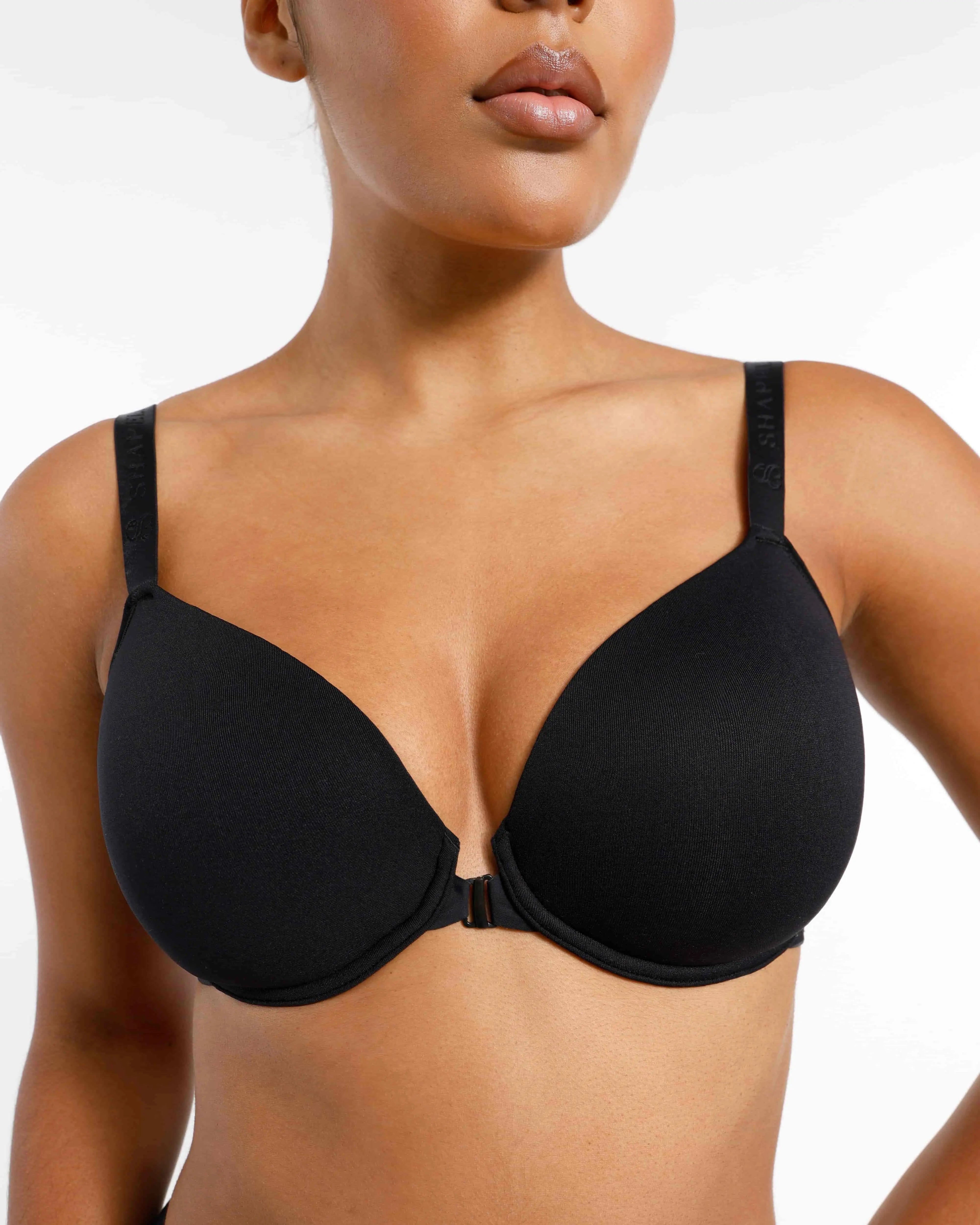 Front Close Underwire Bra - Black Lace Supportive Comfort for Everyday Wear & Special Occasions