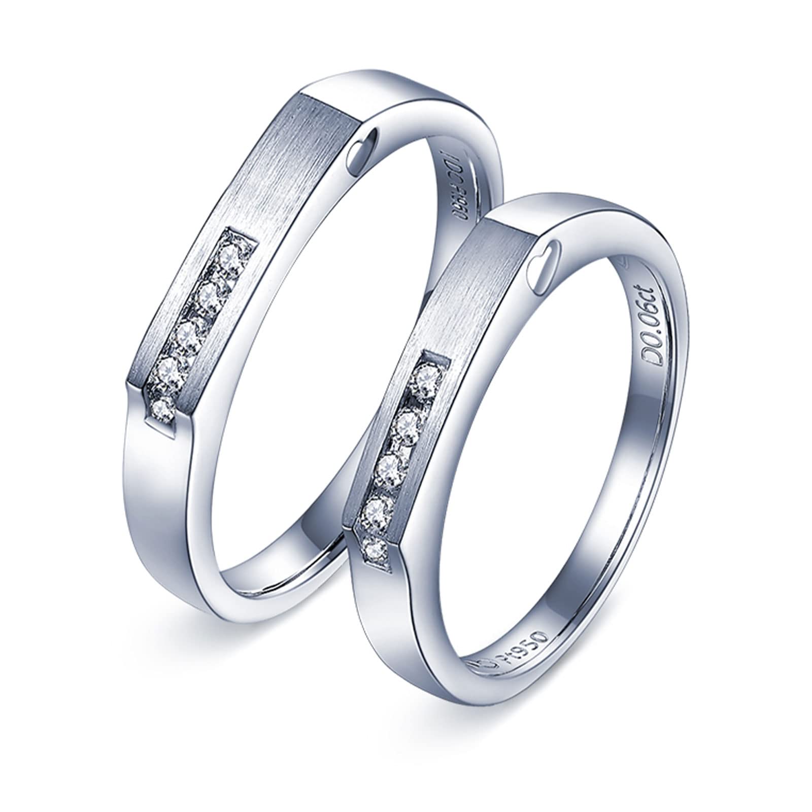 WSX Diamond Matching Couples Rings for Him and Her - Sterling Silver/10K/14K/18K Wedding Promise Rings with Free Engraving, Perfect for Anniversaries, Engagements and Romantic Gifts