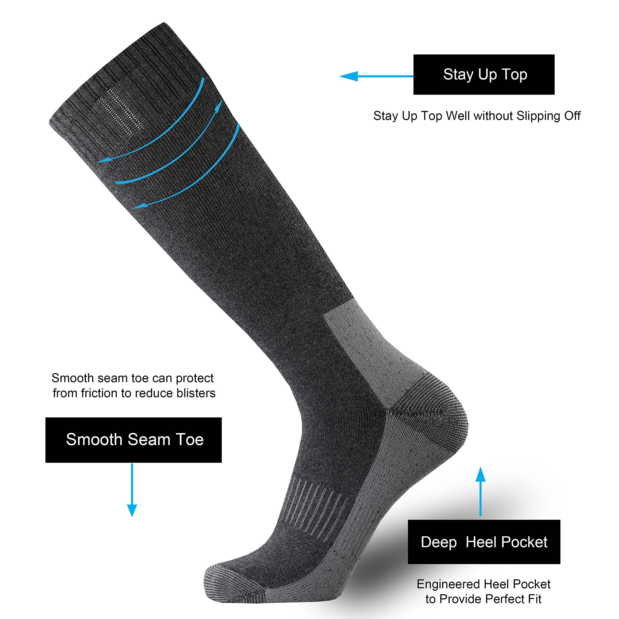 ONKE Men's Thermal Over-the-Calf Work Socks - Heavyweight Cushioned Steel Toe Boot Socks for Western Work Boots, Hiking & Hunting - Winter Warmth & Comfort for Outdoor Activities