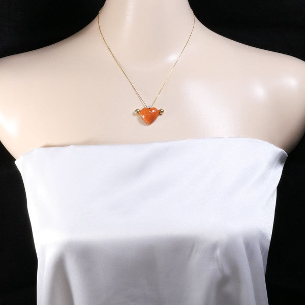 18K Yellow Gold Coral Diamond Necklace - Elegant Statement Jewelry for Women, Perfect for Weddings, Anniversaries & Special Occasions