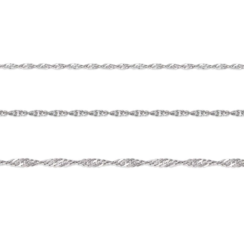 14K White Gold Singapore Chain Necklace - Italian Crafted Strong & Shiny Link Jewelry for Women & Men - 16-24 Inches Length, 0.7-1.4mm Width - Perfect Gift for Anniversary, Wedding & Special Occasions