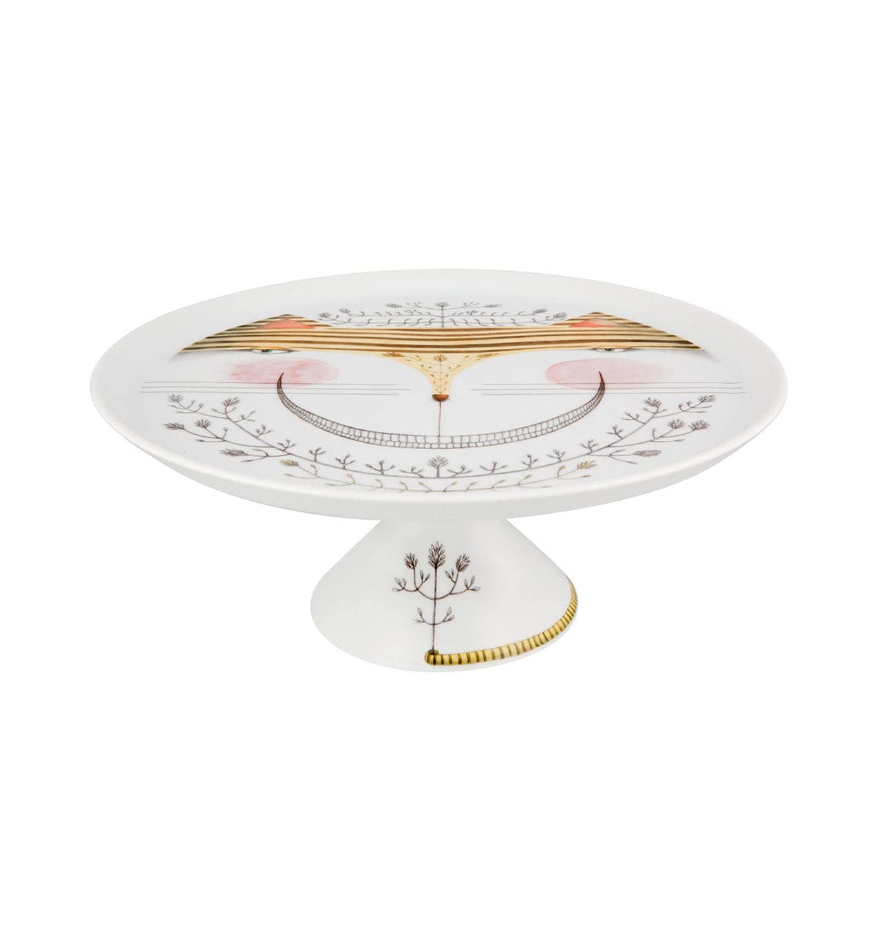 Alice in Wonderland Tea Party Footed Cake Plate - Elegant Porcelain Dessert Stand for Afternoon Tea, Birthday Parties & Special Occasions