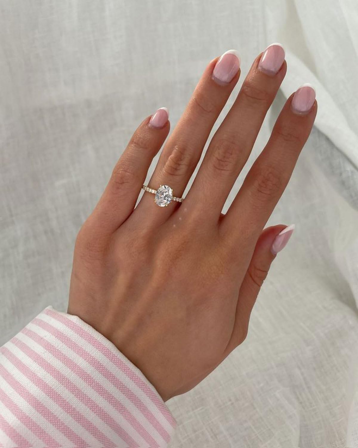 1.5/5.5CT Oval Cut Simulated Diamond Engagement Ring for Women - 925 Sterling Silver 18K Gold Plated Promise Ring - Perfect for Proposals, Anniversaries & Special Occasions