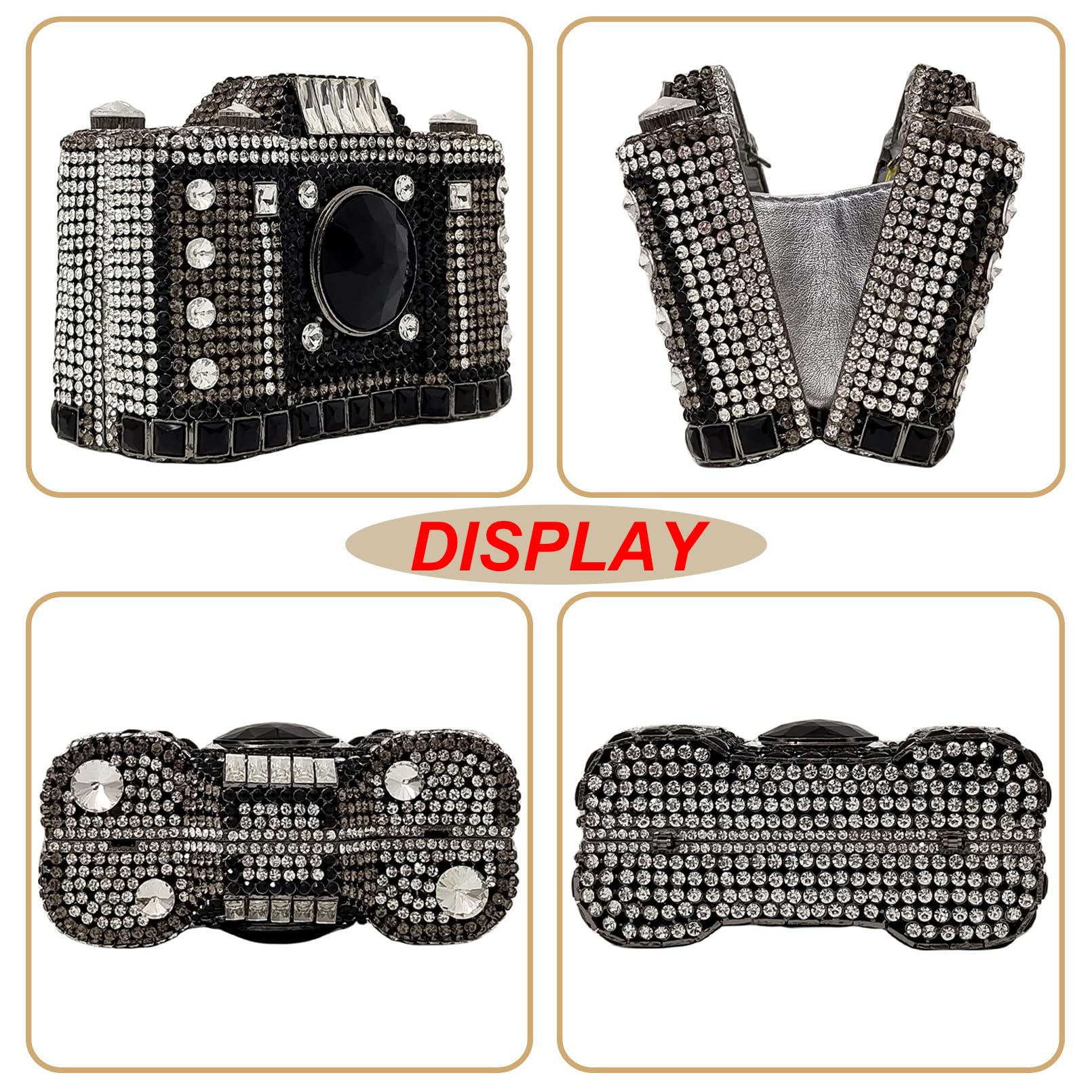 Crystal Clutch Purse - Cute Camera Shaped Mini Rhinestone Evening Bag for Women, Wedding Party Handbag | Elegant Accessory for Prom, Date Night & Special Occasions