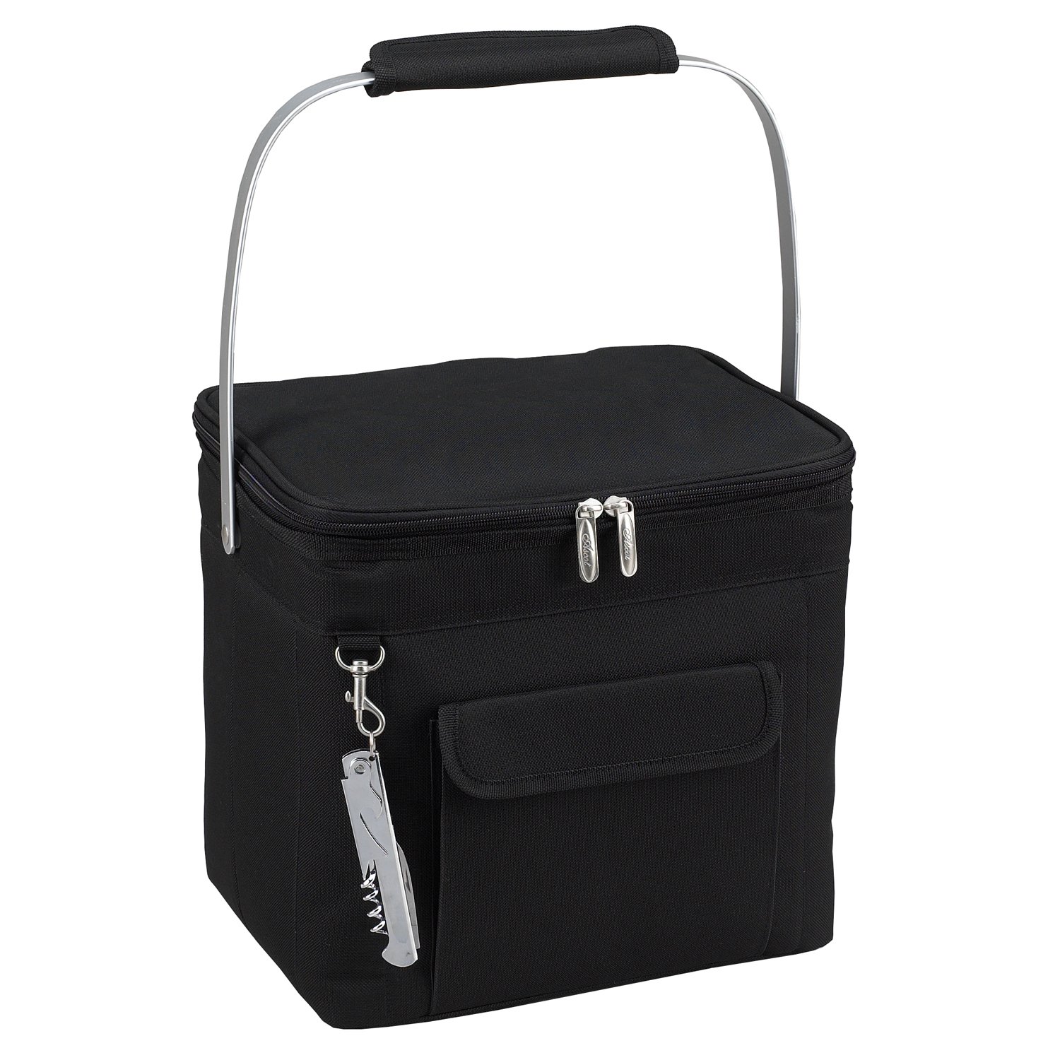 GIFTS PLAZA Insulated Picnic Backpack Cooler Bag with Built-in Corkscrew - Portable Food & Beverage Cooler for Outdoor Picnics, Camping, Beach Trips and Tailgating (Black)