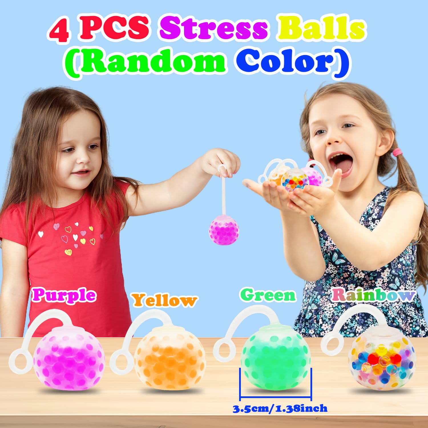 4-Piece Stress Relief Ball Set - Sensory Fidget Toys for Adults & Kids - Squishy Anti-Anxiety Toys for Birthday, Christmas Gifts - Perfect for Office, School, and Home Relaxation