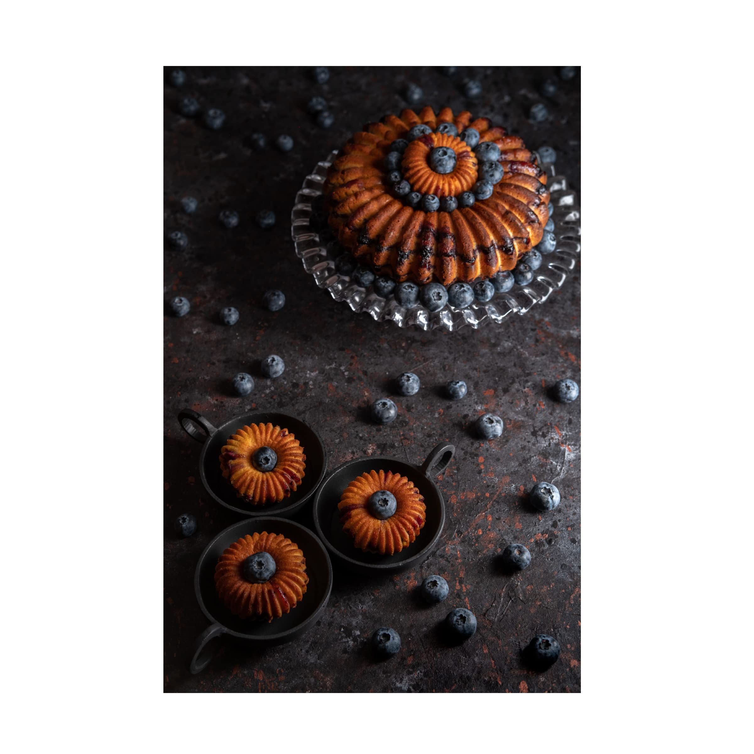 Denisa Vlaicu 'Blueberry Bundt Cake' Canvas Wall Art Print - Handmade Oil Painting Reproduction for Home & Kitchen Decor - Perfect for Dining Room, Bedroom or Office Wall Decor