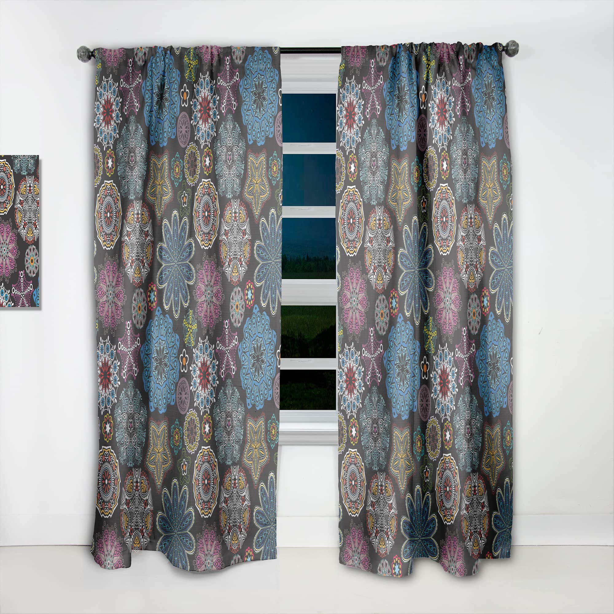 Ornate Floral Textured Curtains - Thermal Insulated Single Panel (52x120 Inches) for Bedroom & Living Room - Elegant Window Drapes for Home Decor, Temperature Control & Light Blocking