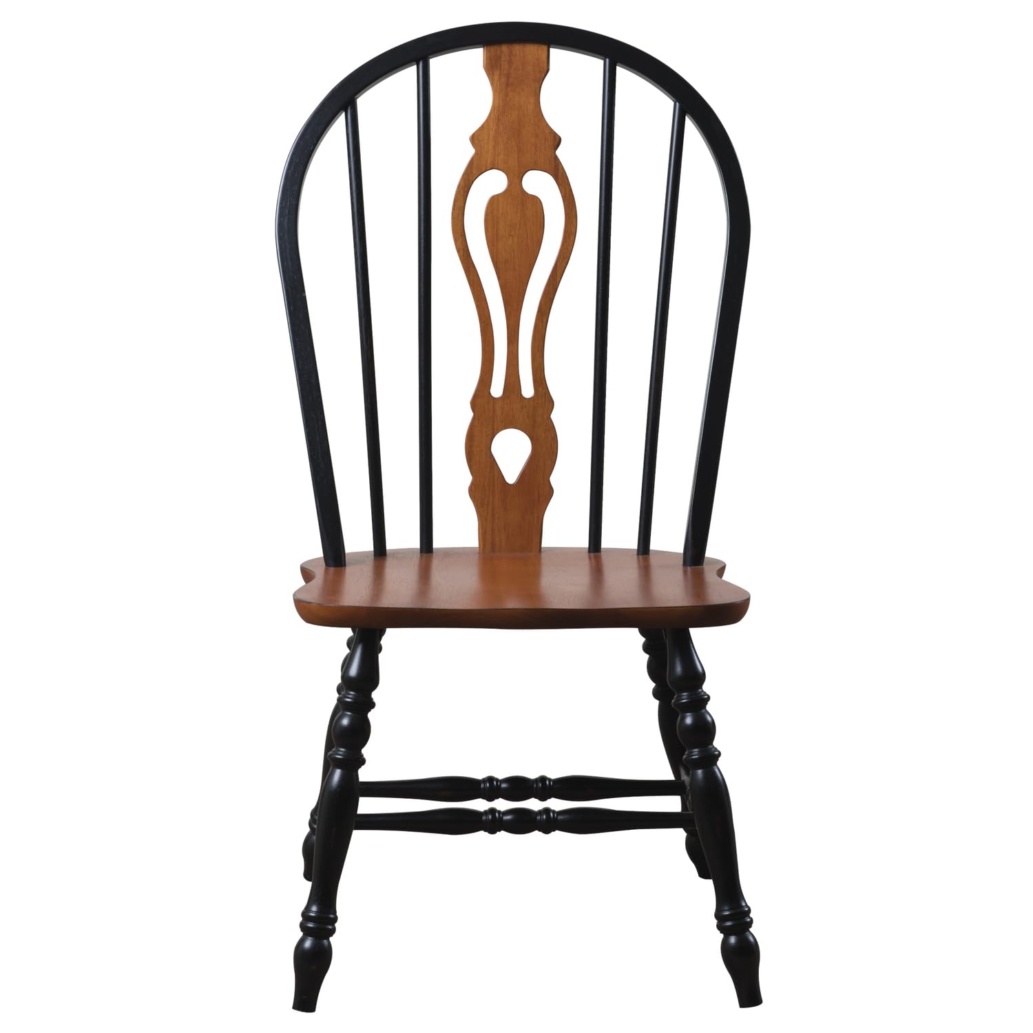 Sunset Trading Keyhole Windsor Dining Chairs - Set of 2 Solid Wood Side Chairs in Black/Cherry Finish | Perfect for Kitchen, Dining Room & Breakfast Nook Seating