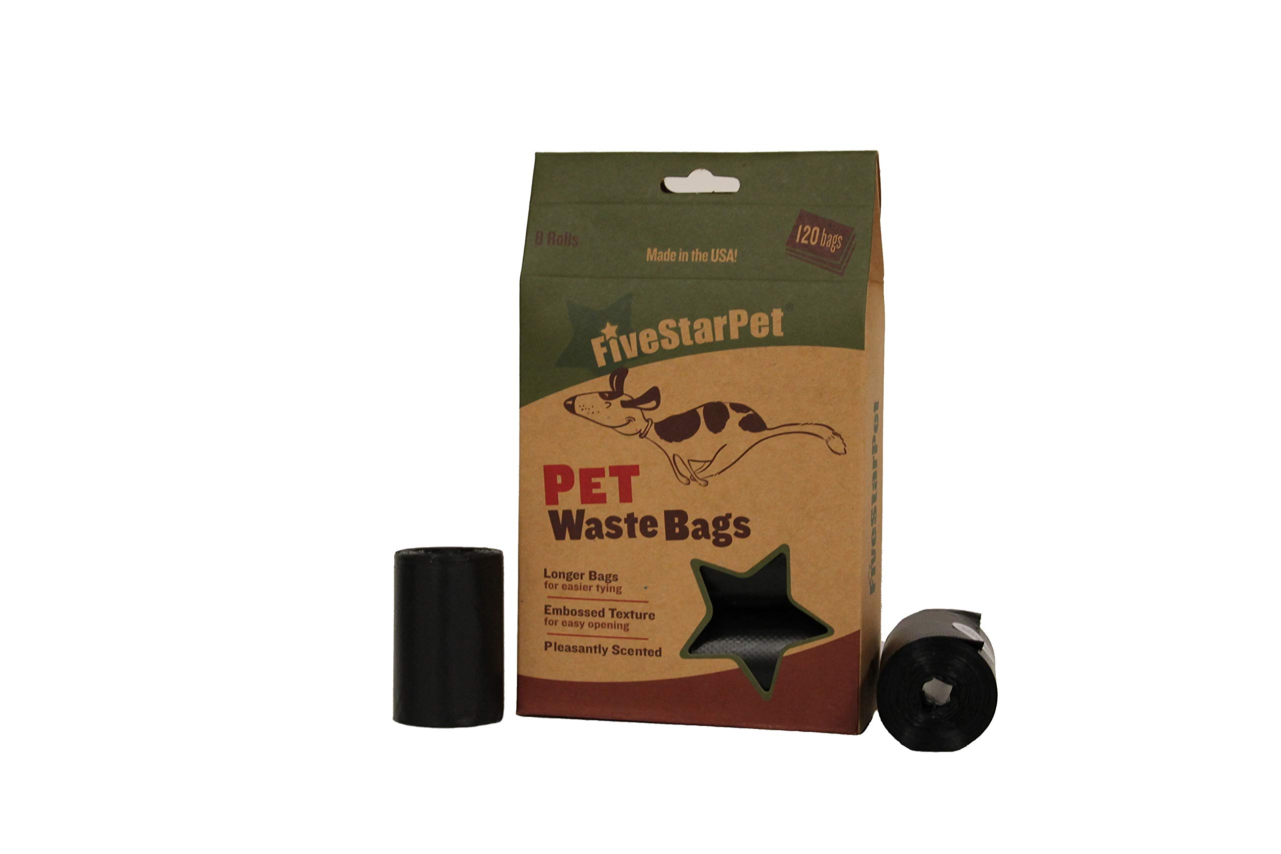 Premium 9x14.25 Inch Biodegradable Dog Poop Bags - 8 Refill Rolls (120 Bags Total) | Made in USA | Strong & Scented Waste Bags for Easy Cleanup | Perfect for Walks, Parks & Backyard Use