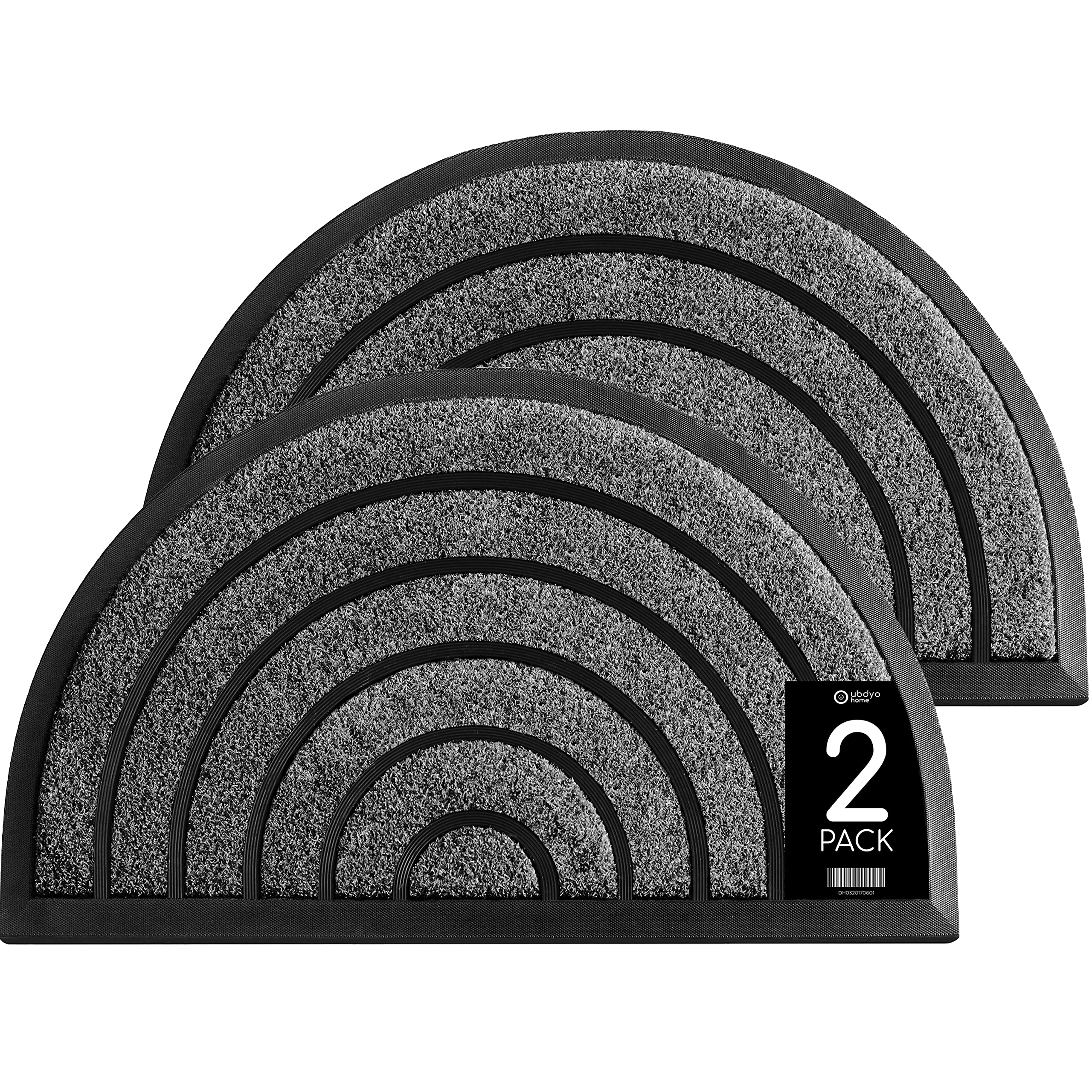 2 Pack Heavy Duty Outdoor Door Mat - Non-Slip, Dirt Trapping Entrance Rug for Front Door - 30'' x 17'' Bright Grey - Perfect for Muddy Shoes, Patio, Garage & High Traffic Areas