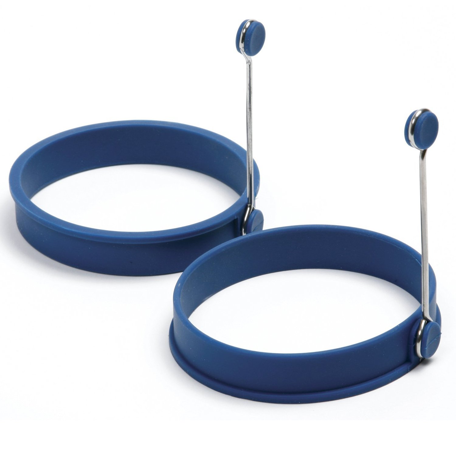 Norpro 2-Piece Silicone Round Pancake & Egg Rings Set - Non-Stick, Heat-Resistant, Blue - Perfect for Breakfast, Baking, and Cooking Pancakes, Eggs, and More