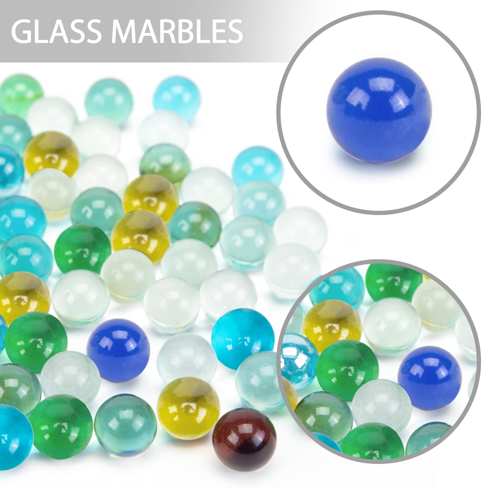 POPLAY 200PCS Bulk Marbles for Kids - Glass Marble Set for Marble Run Games, DIY Crafts, Sensory Play & Educational STEM Toys (Multicolor)